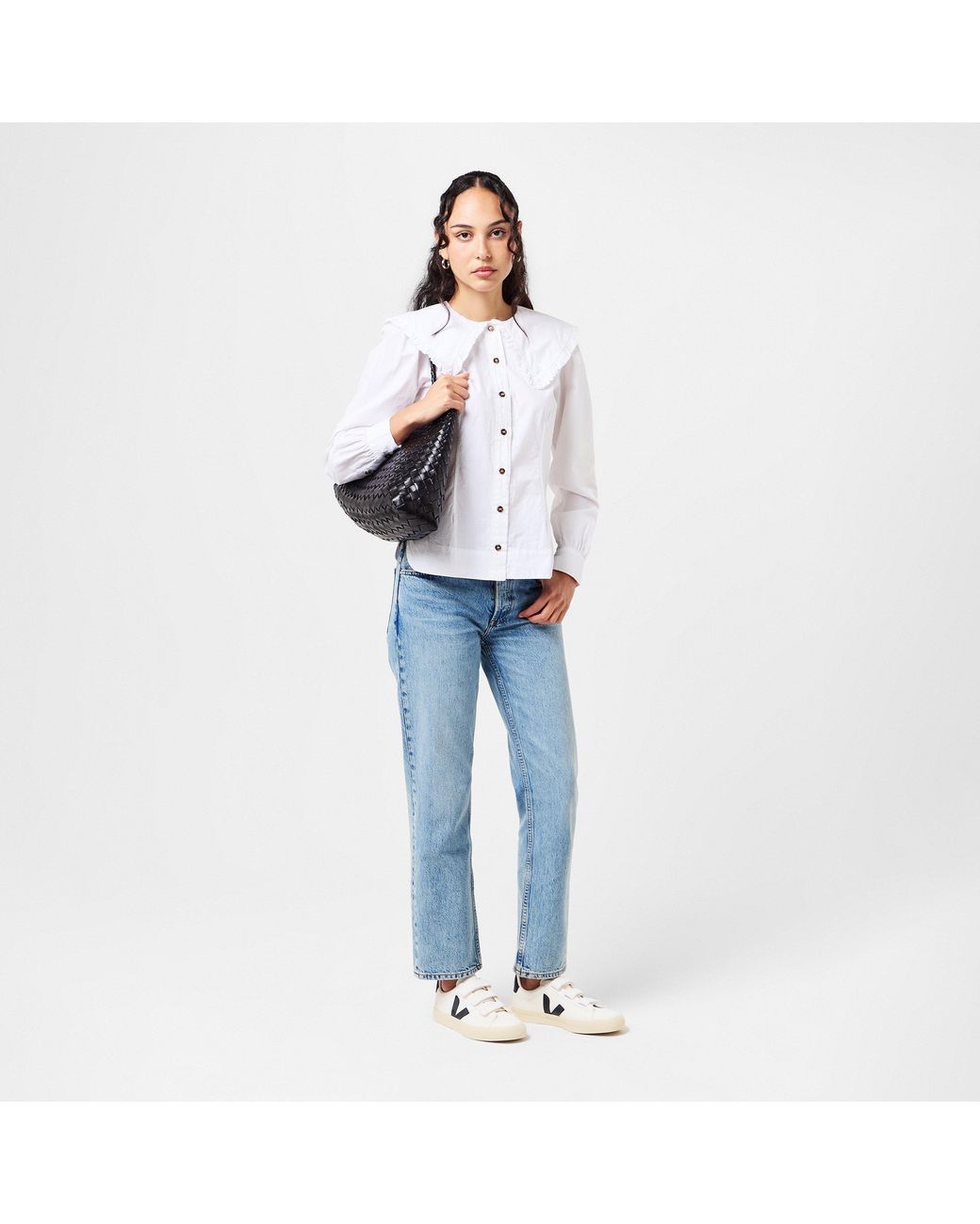 Veja White Recife Leather Velcro Court Trainers