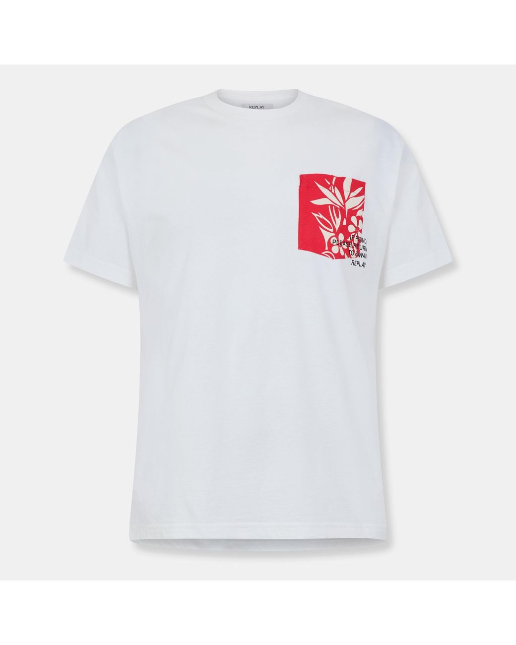 Replay White Hawaiian Pocket T-Shirt for men