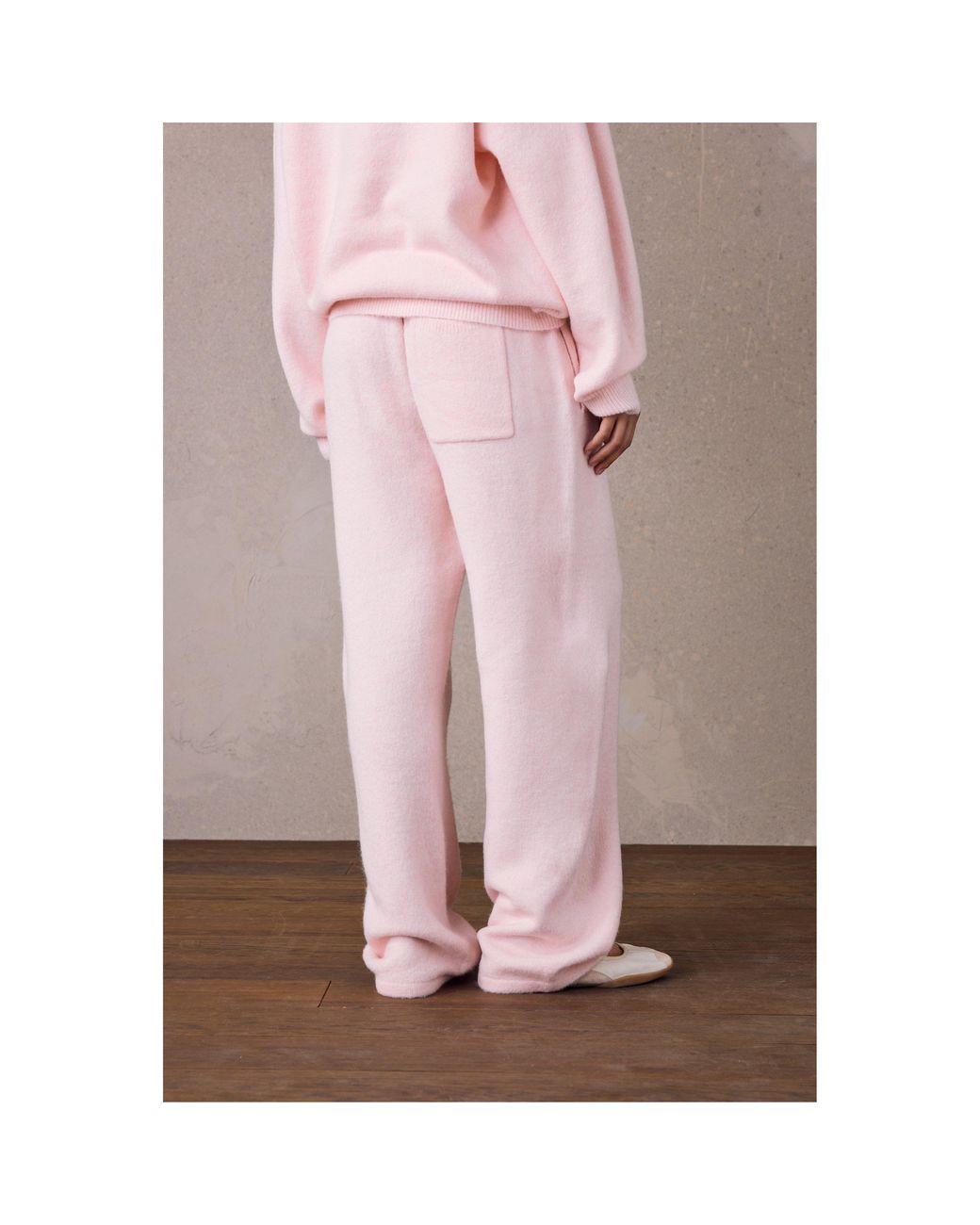 The Couture Club Pink Fluffy Wool Chunky Knit Trousers