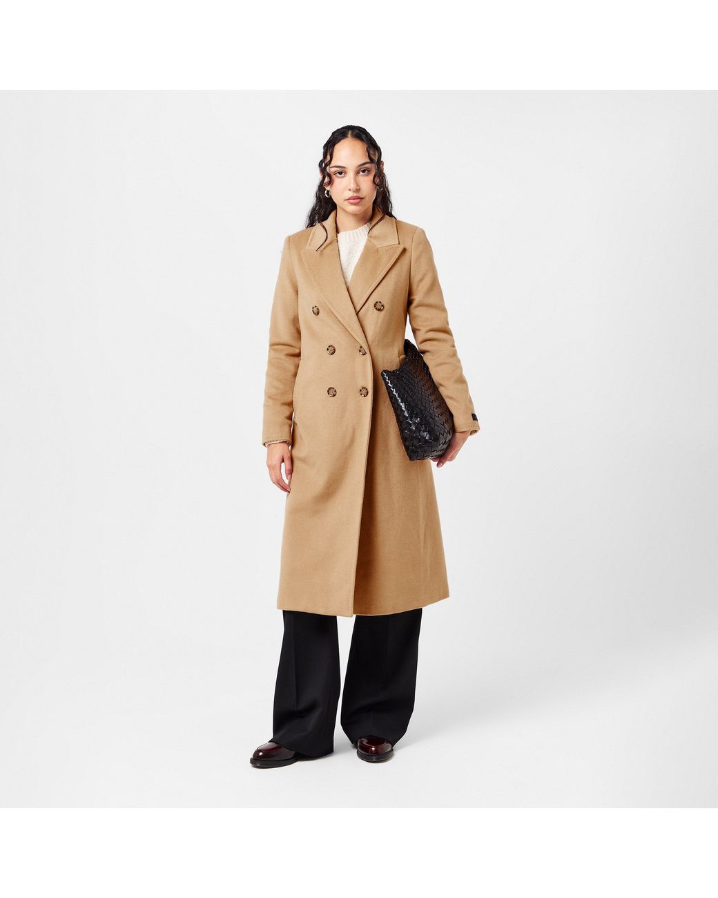Donna Karan Natural Dkaran Double Breasted Overcoat