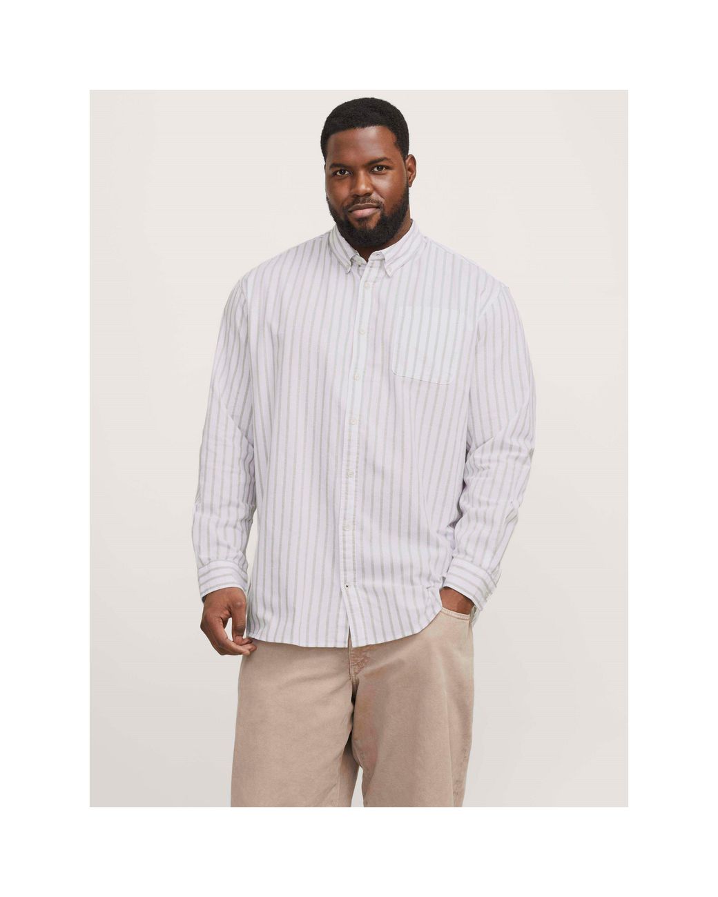 Jack & Jones White Long Sleeve Oxford Shirt for men