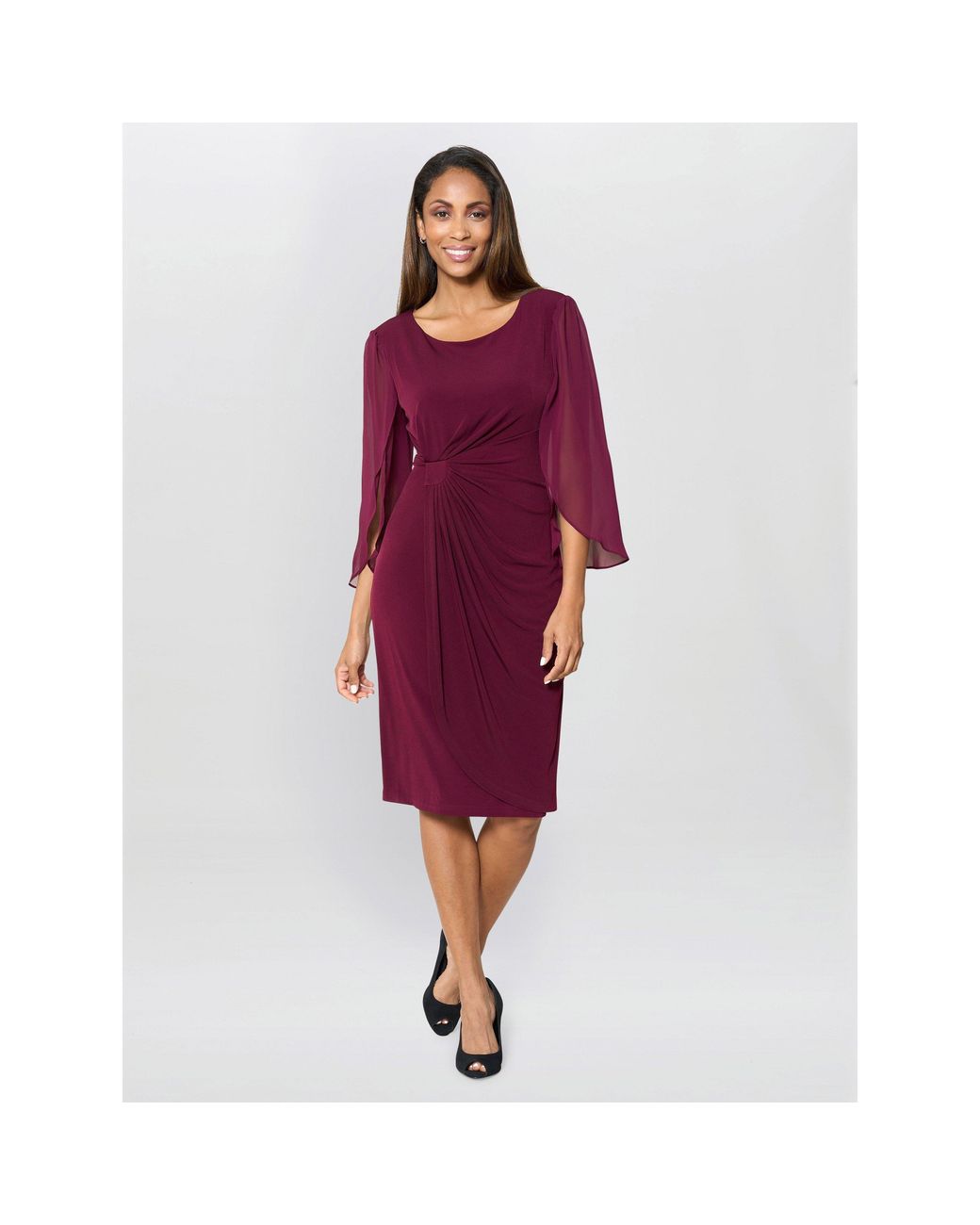 Gina Bacconi Red Ryder Jersey And Chiffon Wrap Dress