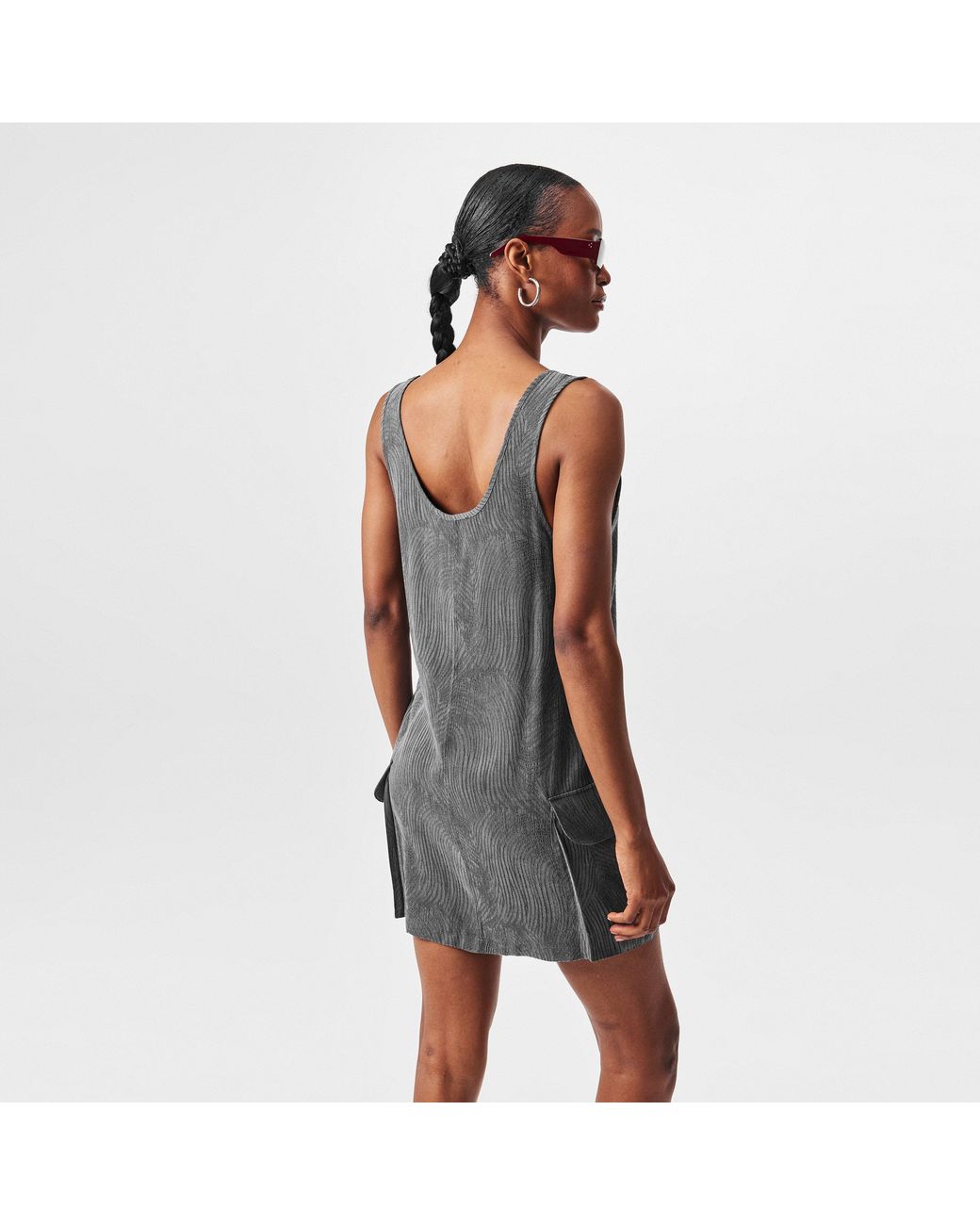 Represent Black Swirl Lyocell Functional Pockets T-Shirt Dress