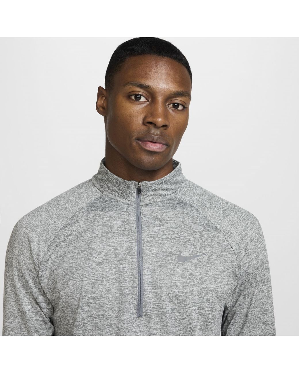 Nike Gray Stride Dri-Fit 1/4-Zip Running Top for men