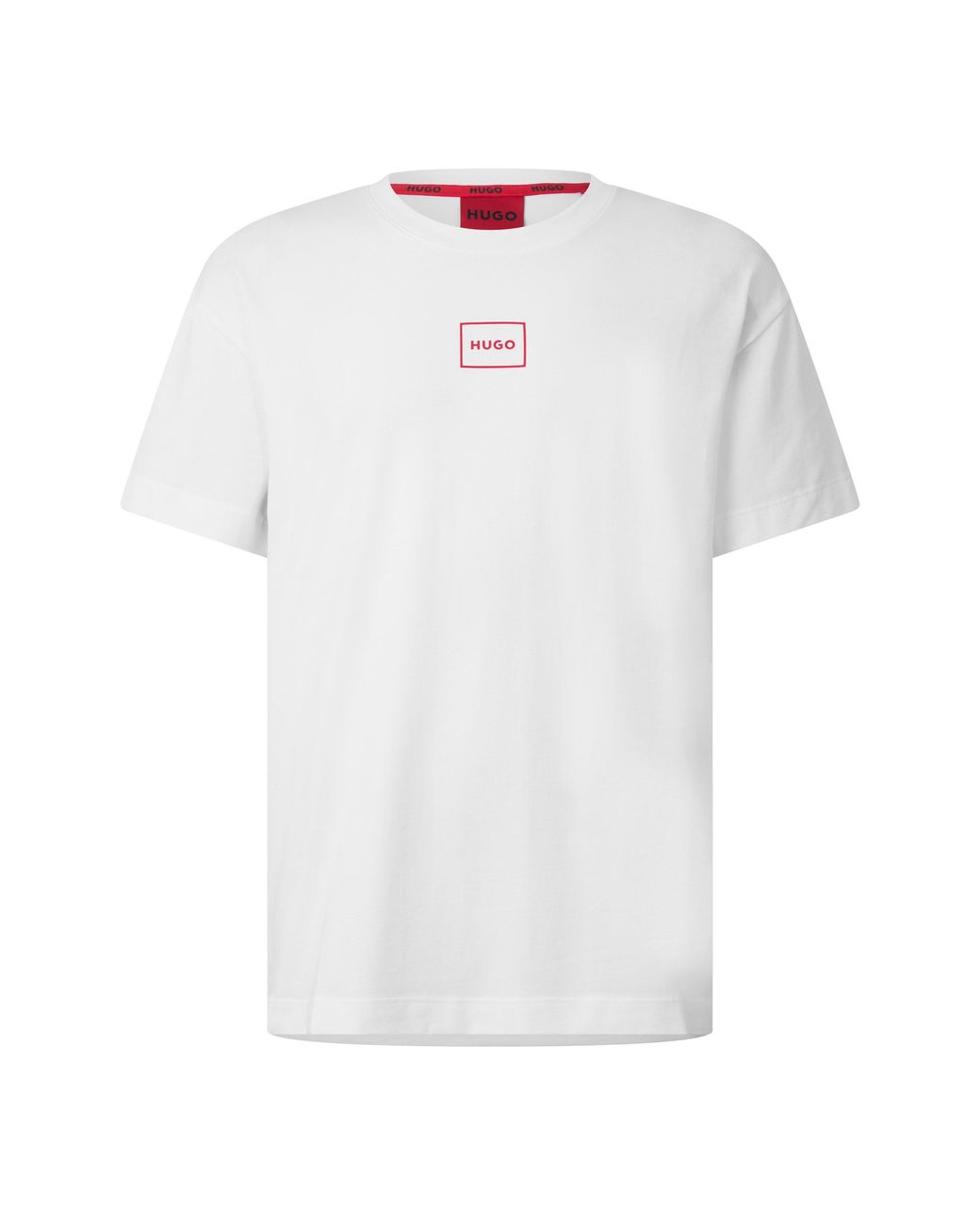HUGO White Short Sleeve T-Shirt With Logo Detail for men