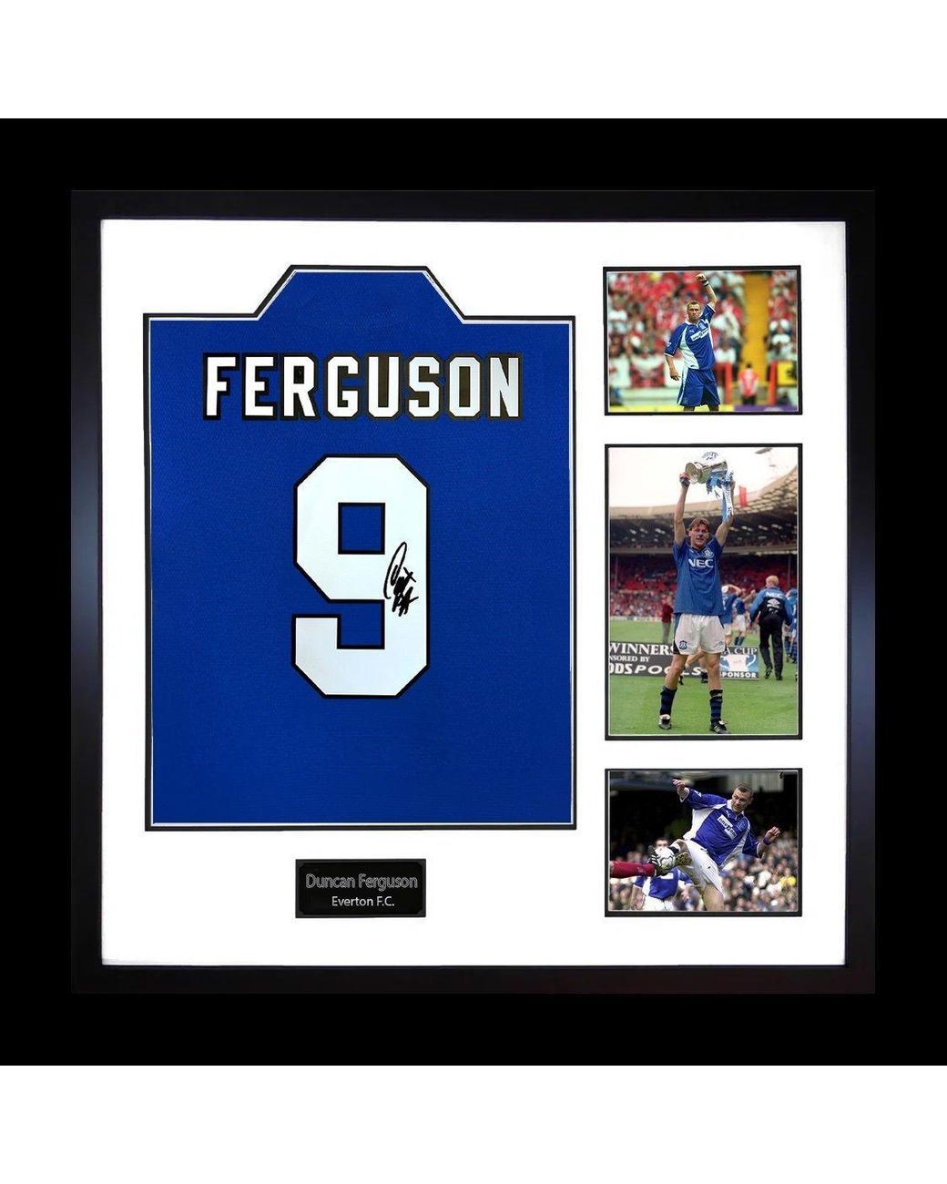 The Fan Cave Blue Duncan Ferguson Signed Everton Shirt Elite Frame