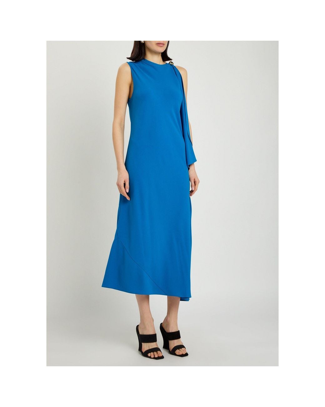 Joseph Blue Ld Aly Slvls Side Drape Dress
