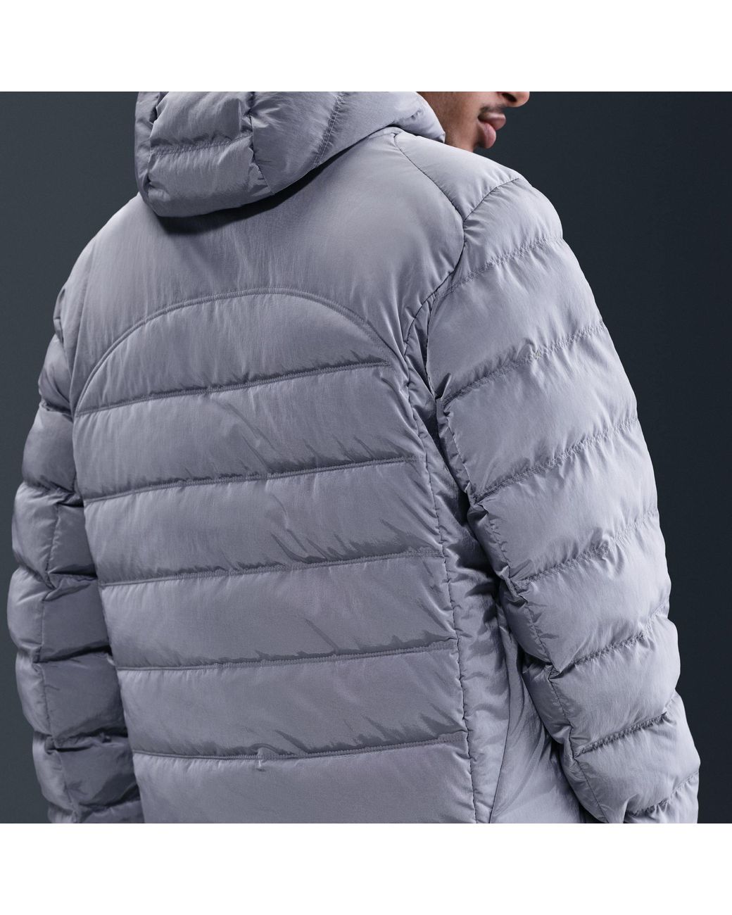 Nike Blue Solid Patterned Zipped Pocket Hooded Woven Cuff Puffer Jacket for men