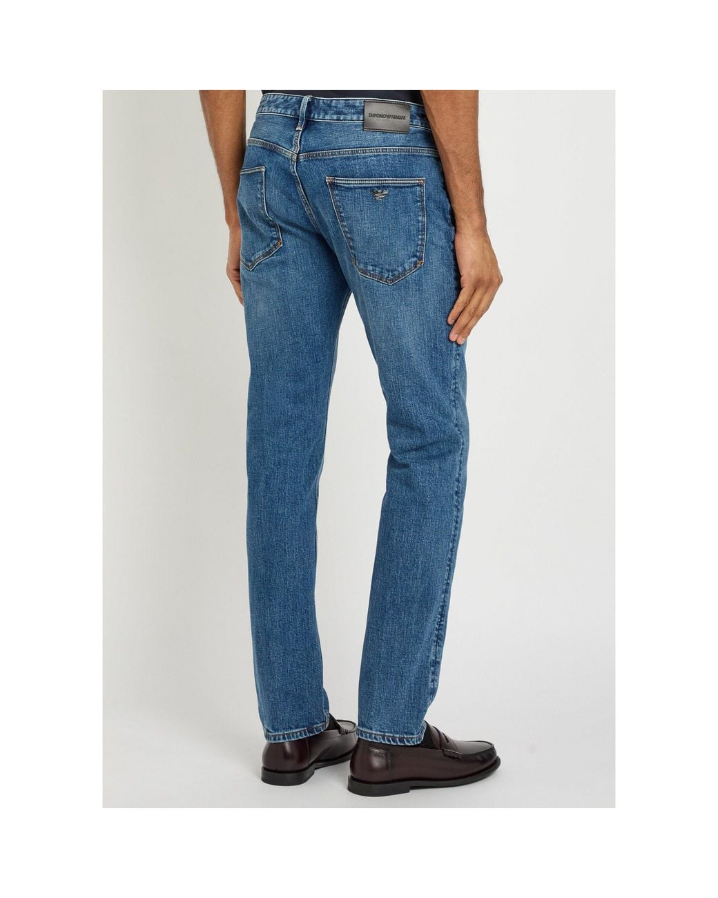 Emporio Armani Blue J06 Cotton Low-Rise Slim-Fit Jeans for men