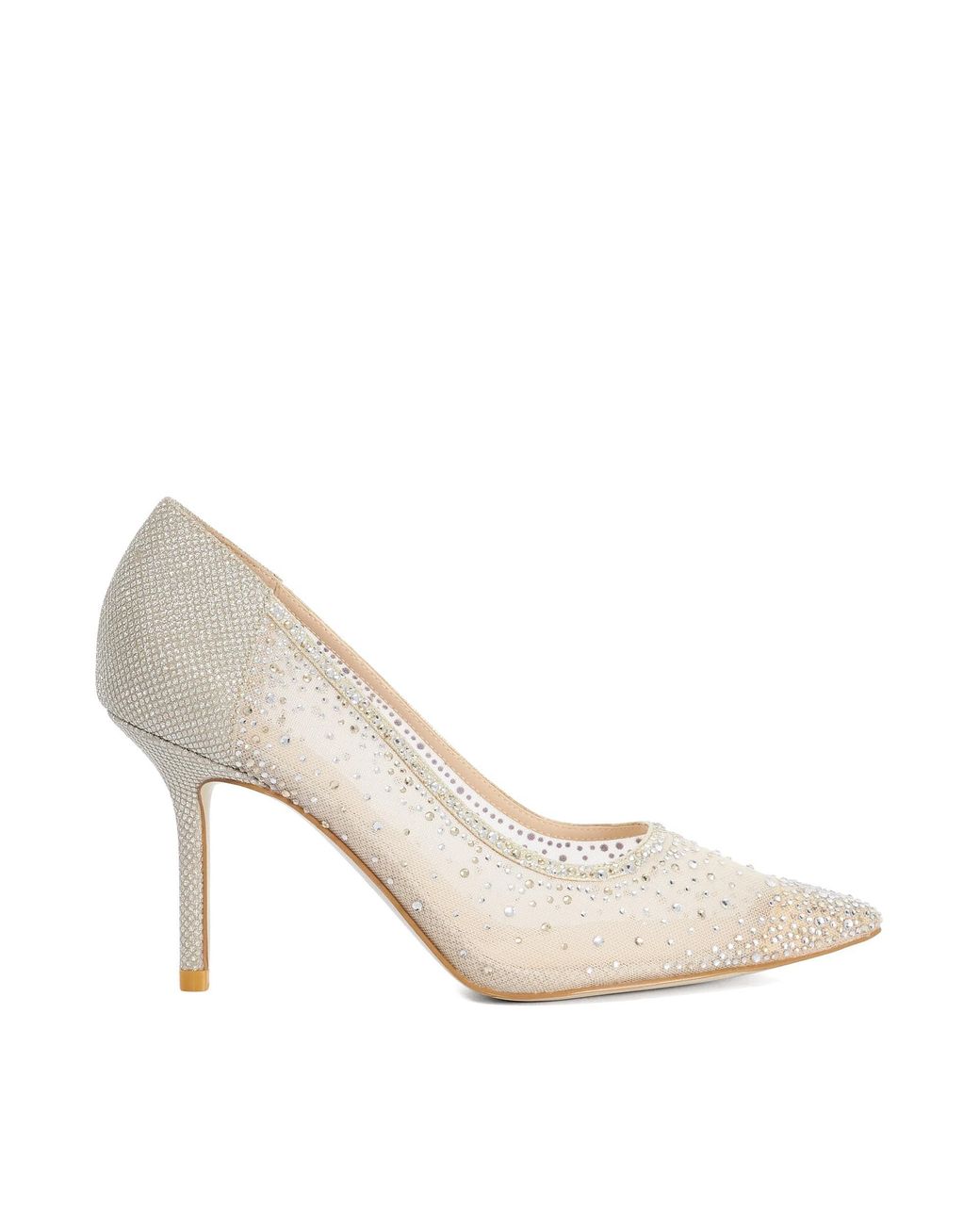 Dune White Bejewells Stiletto Court Shoes