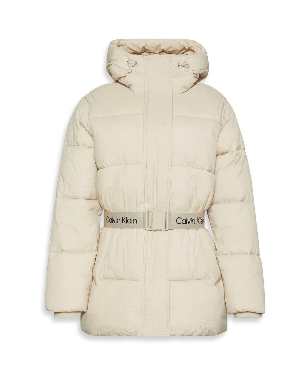 Calvin Klein Natural Belted Medium Puffer Jacket