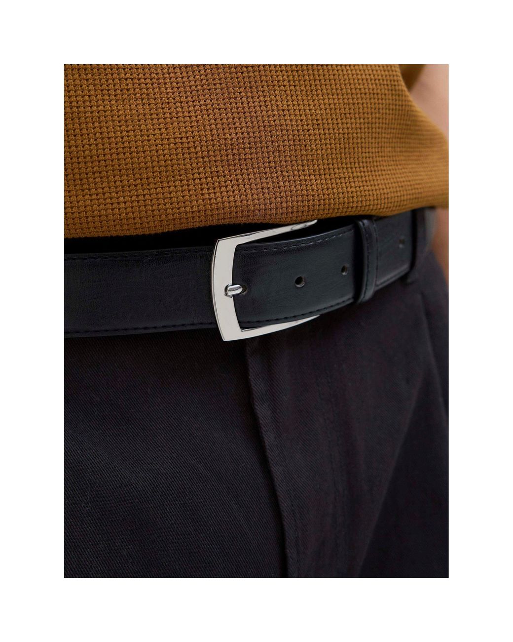 Jack & Jones Black Markus Faux Leather Belt for men