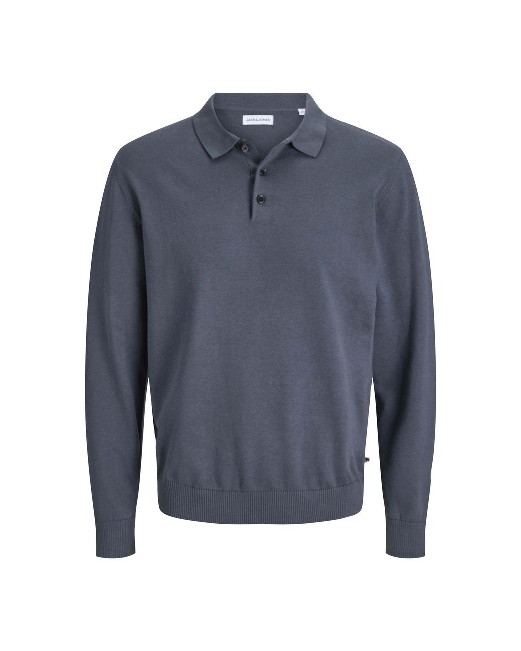 Jack & Jones Blue Basic Cotton Long-Sleeve Polo for men