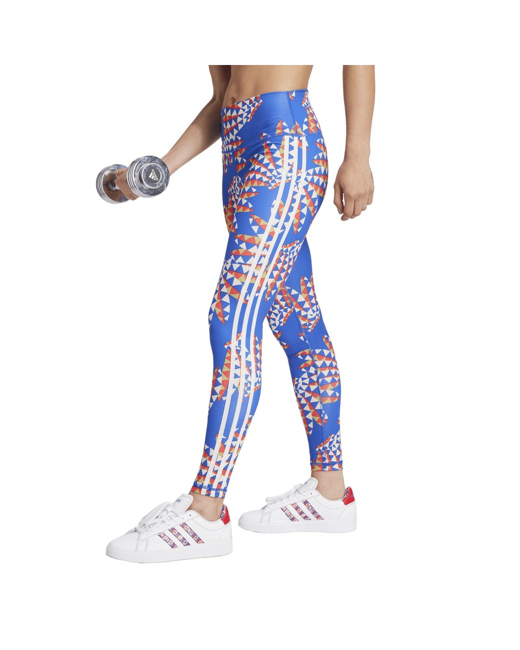 Adidas Blue Farm Geometric Patterned Shapewear Leggings