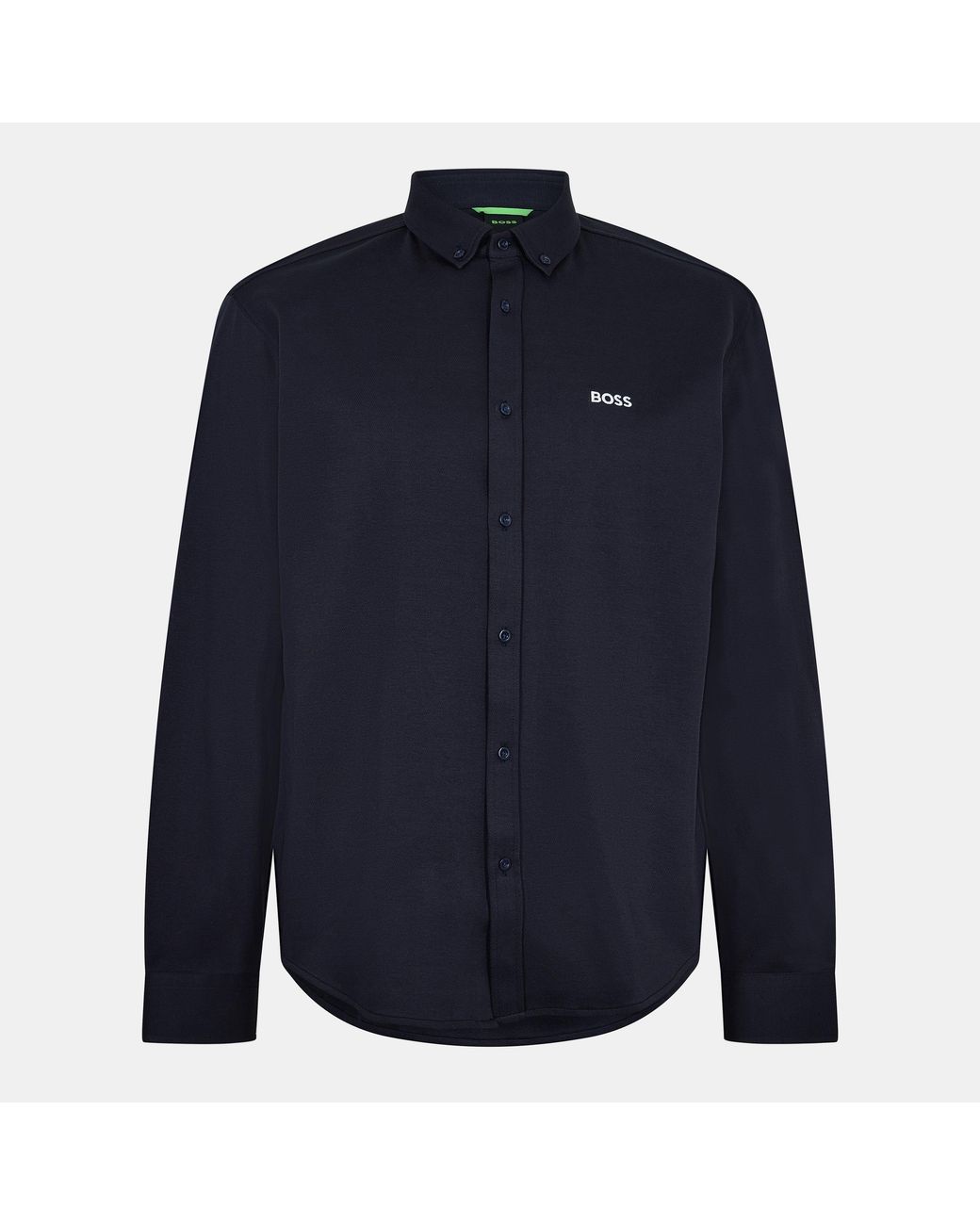 Boss Blue Motion Long Sleeve Buttoned Shirt With Logo Detail for men