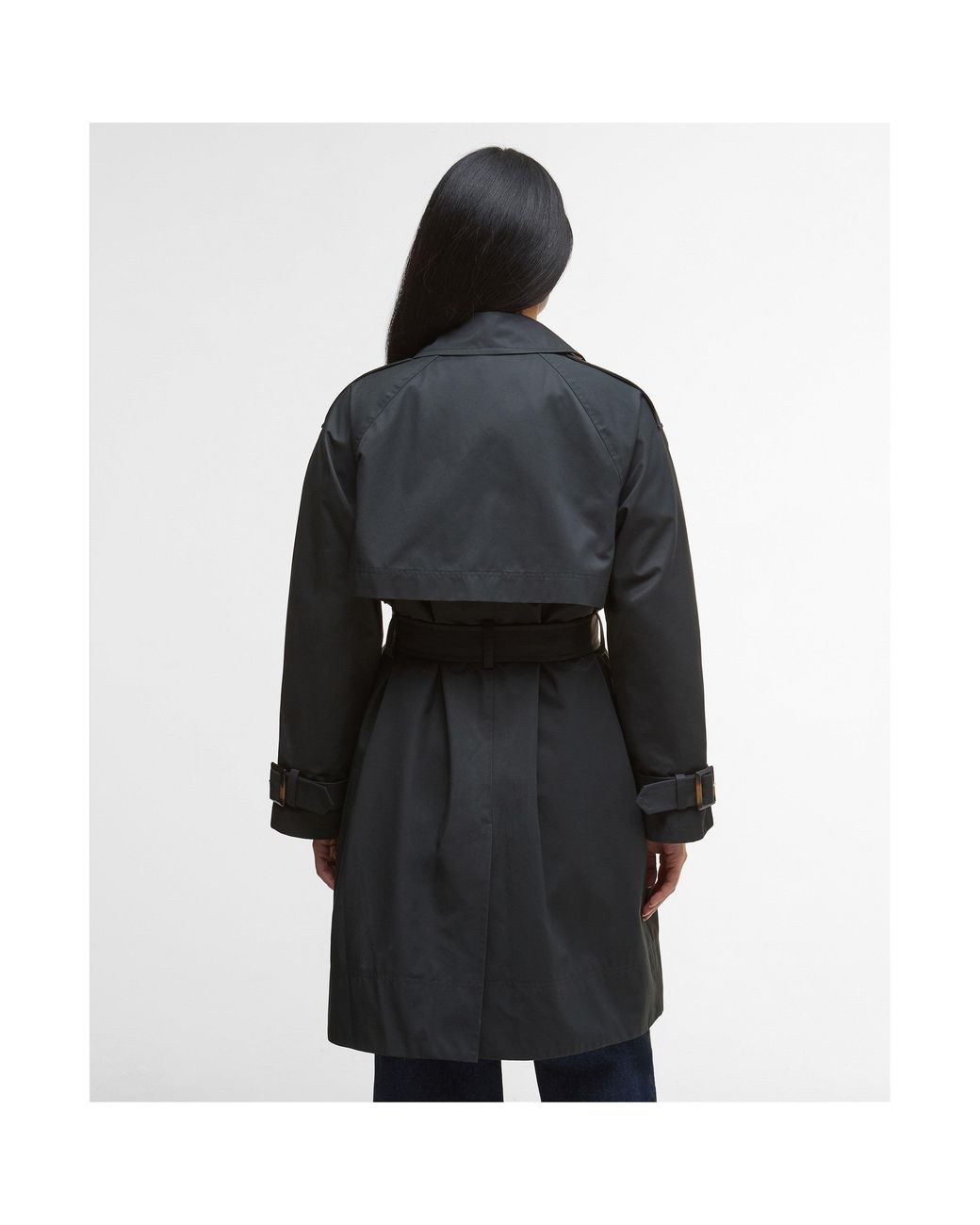 Barbour Blue Maia Showerproof Cotton Long Sleeve Trench Coat