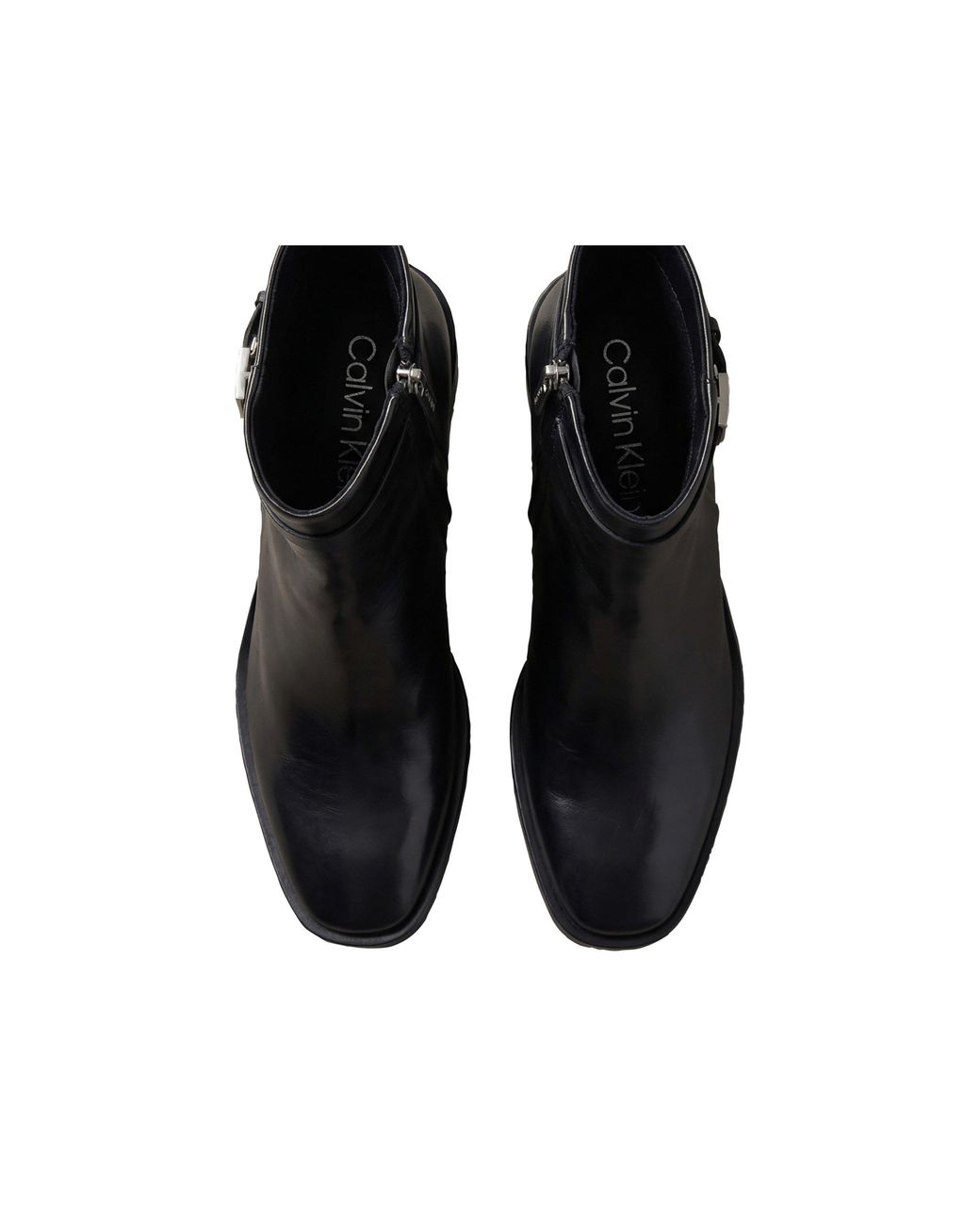 Calvin Klein Black Block-Heel Square-Toe Court Shoes