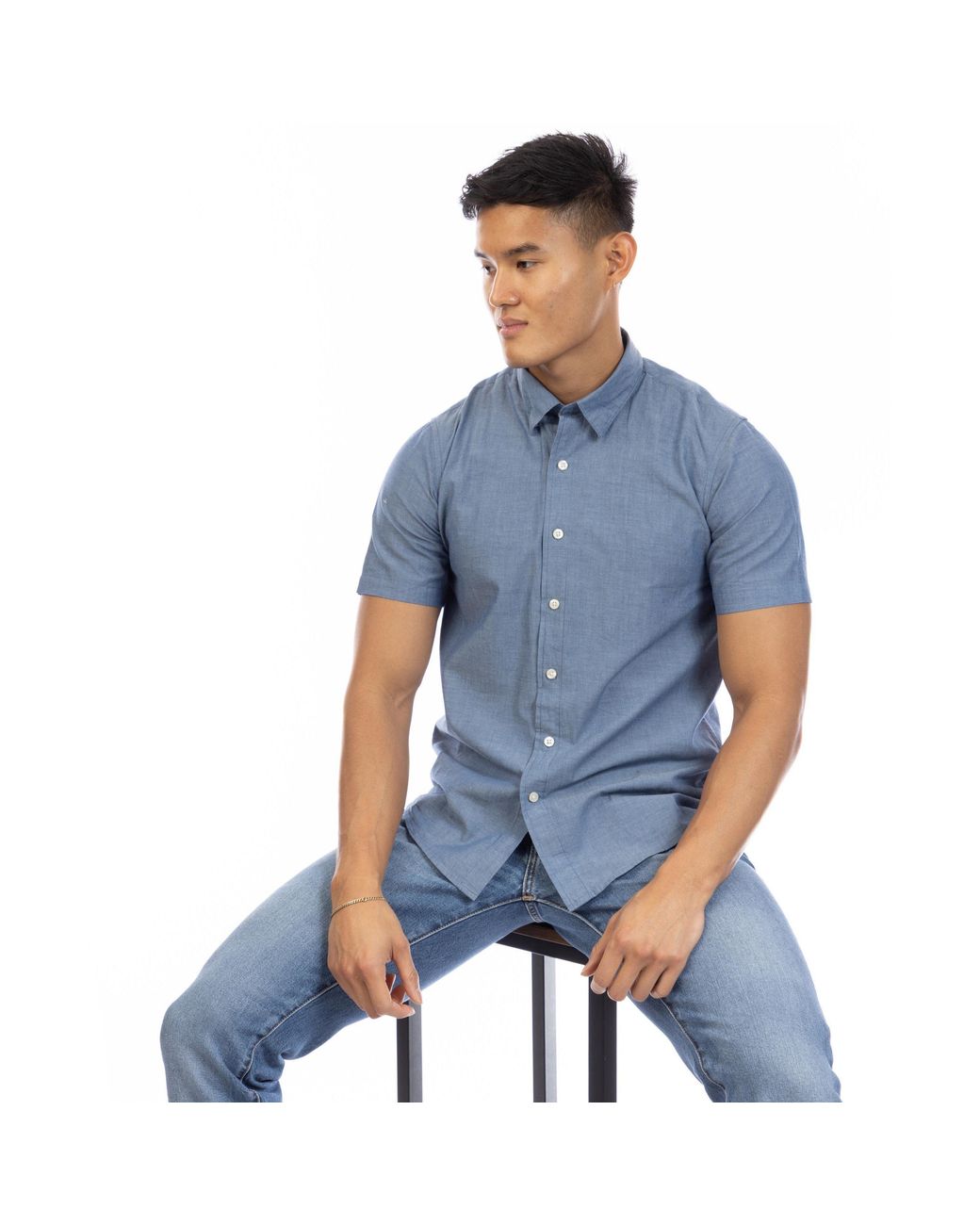 Peter Werth Blue Short Sleeve Plain Shirt for men
