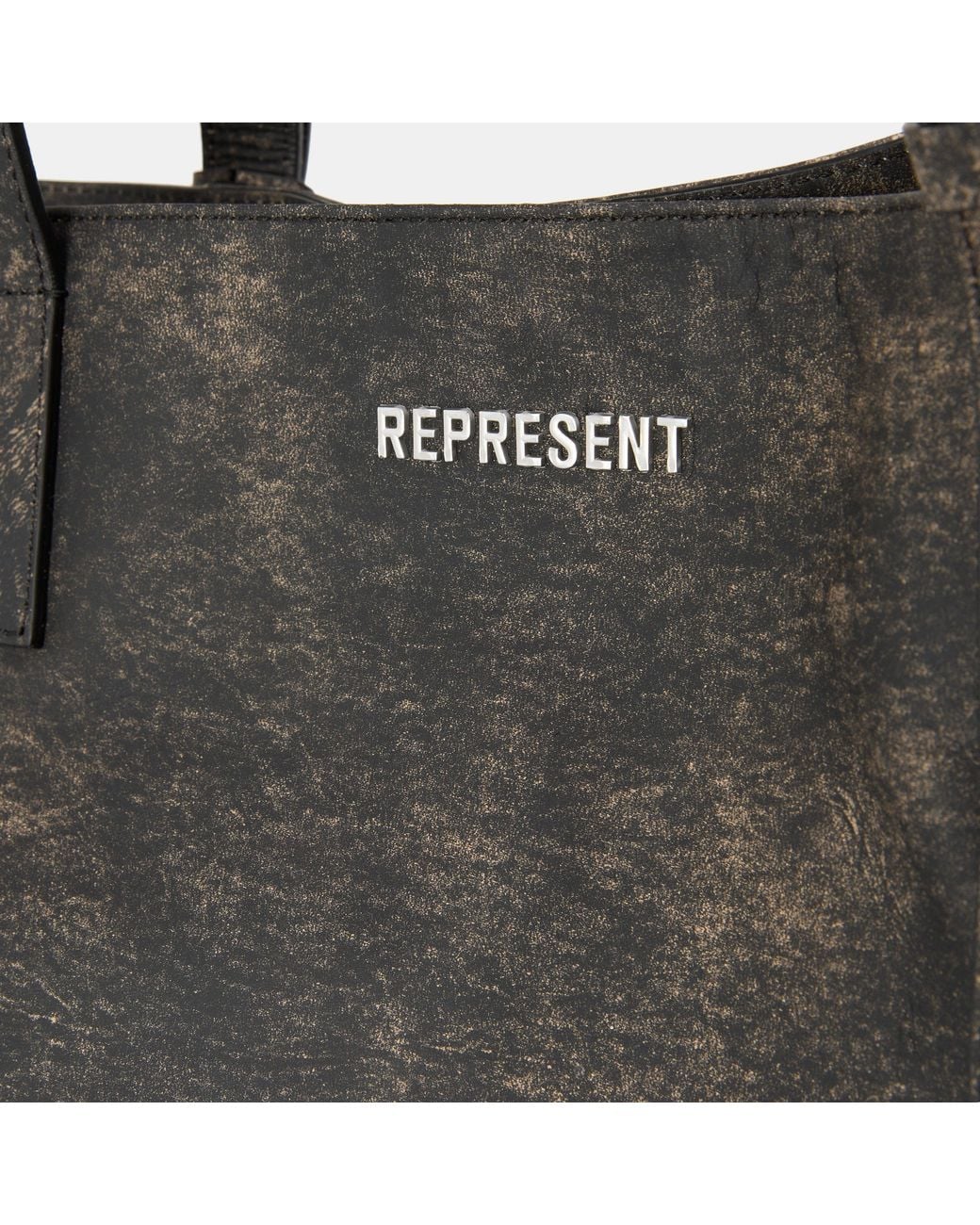 Represent Black Leather Tote Bag for men