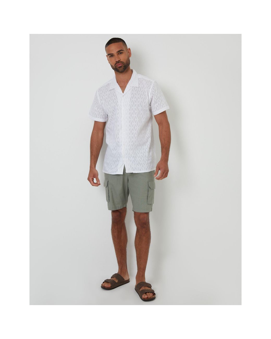 Threadbare White Short-Sleeve Bowling Shirt for men
