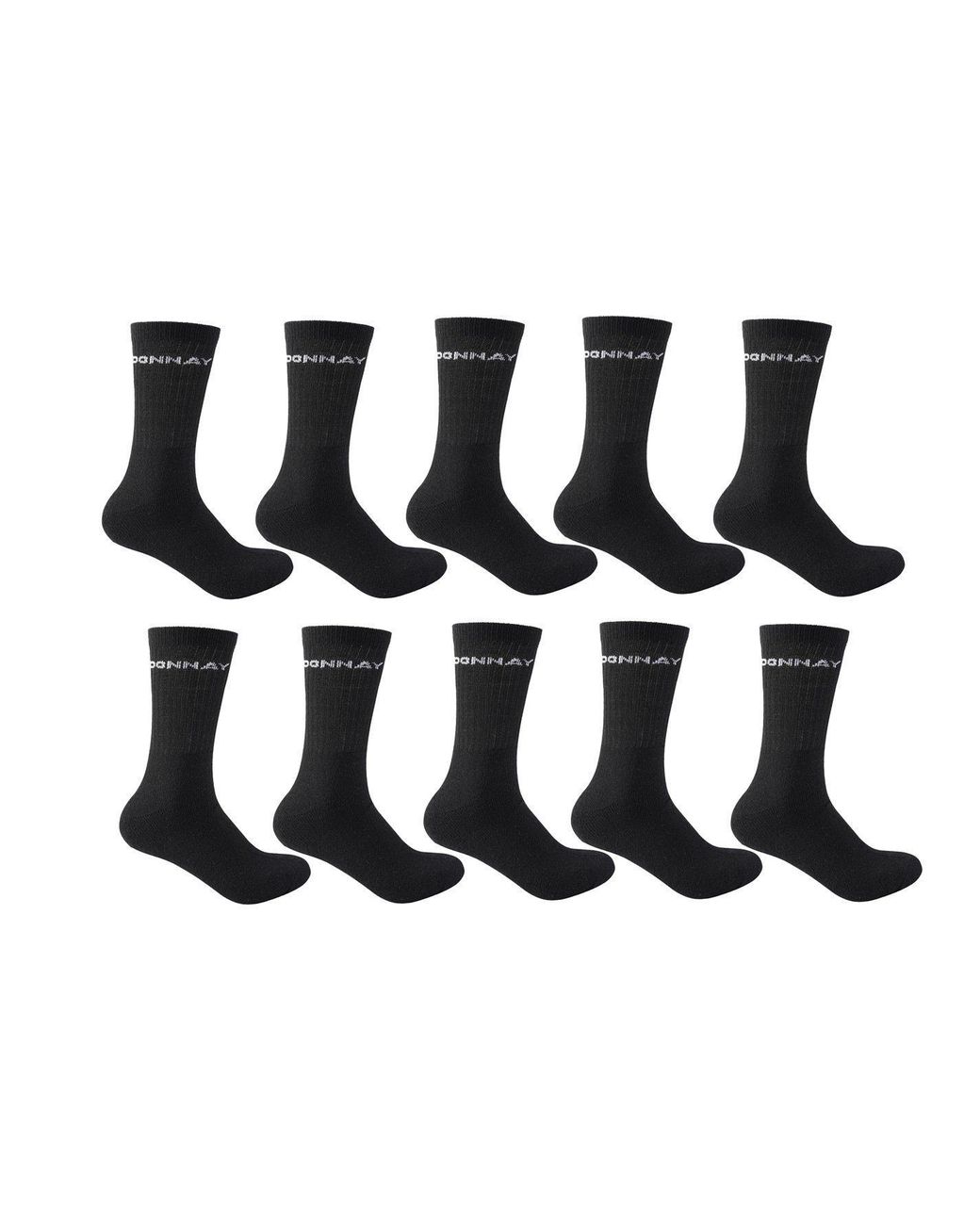 Donnay Black 10 Pack Crew Socks 12