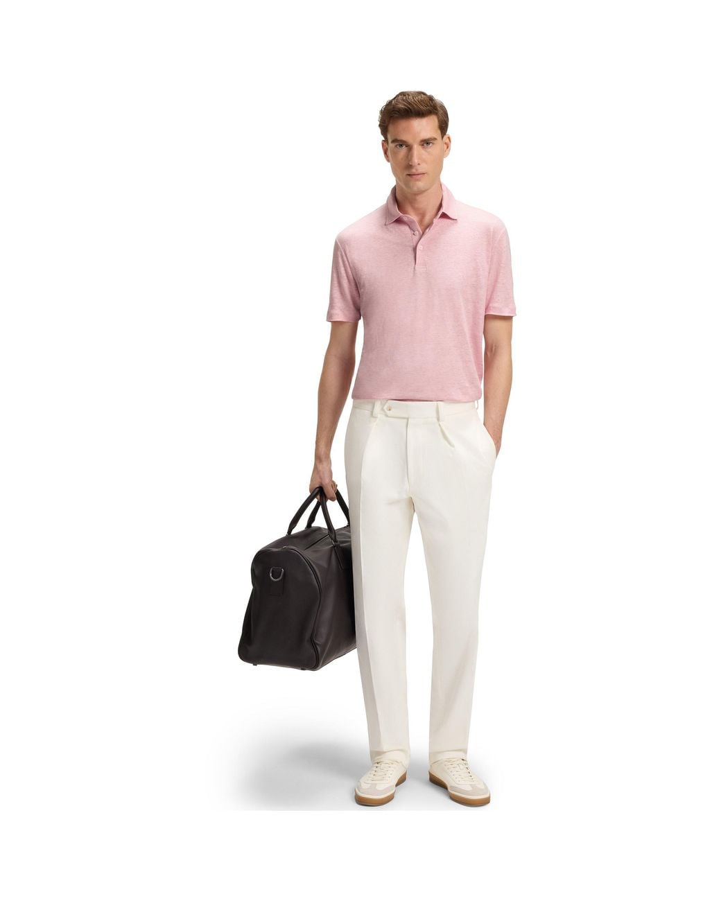 Boss Pink Cotton Short Sleeve Polo Shirt for men