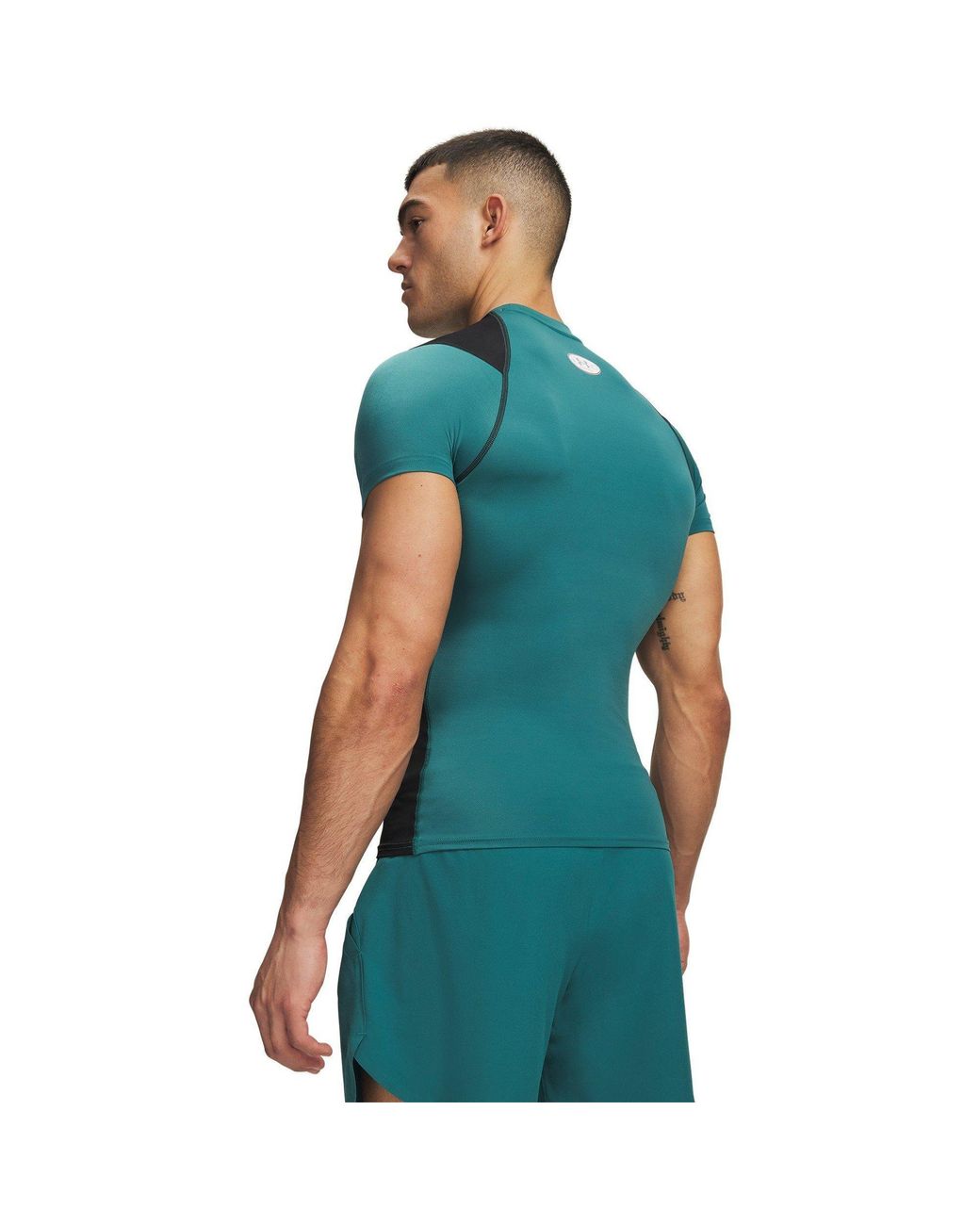 Under Armour Green Heatgear Elite Compression Short Sleeve Marine Od Marine Od Reflective for men