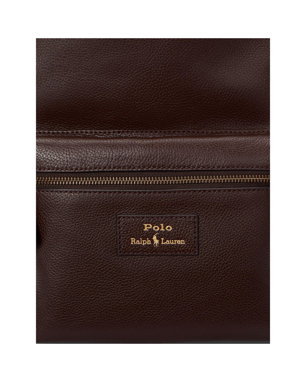 Polo Ralph Lauren Brown Pebbled Leather Dome Backpack