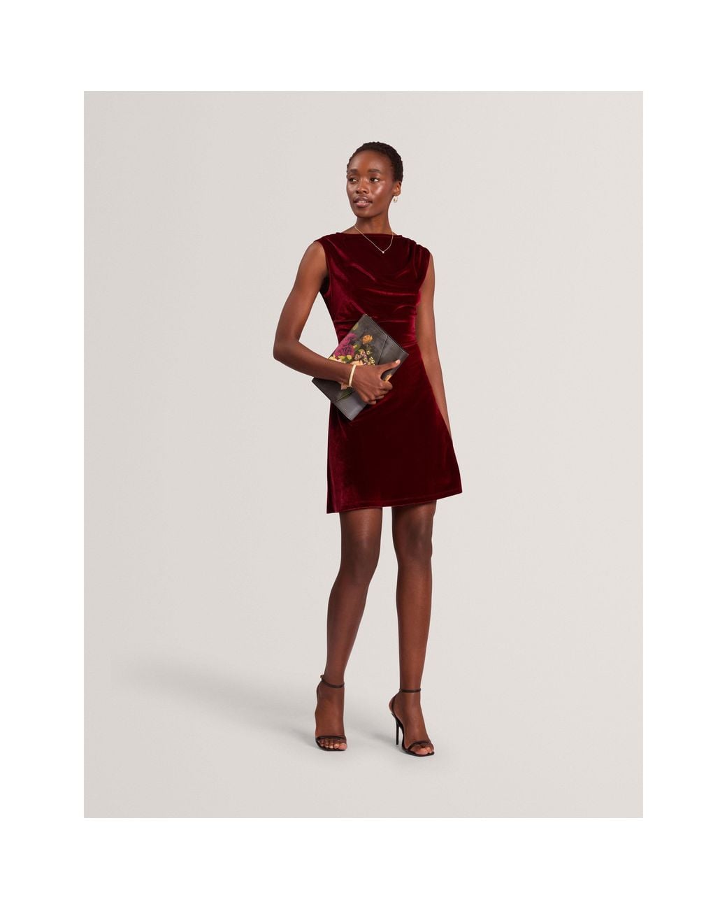 Ted Baker Red Ted Min Velvet Dress Ld64