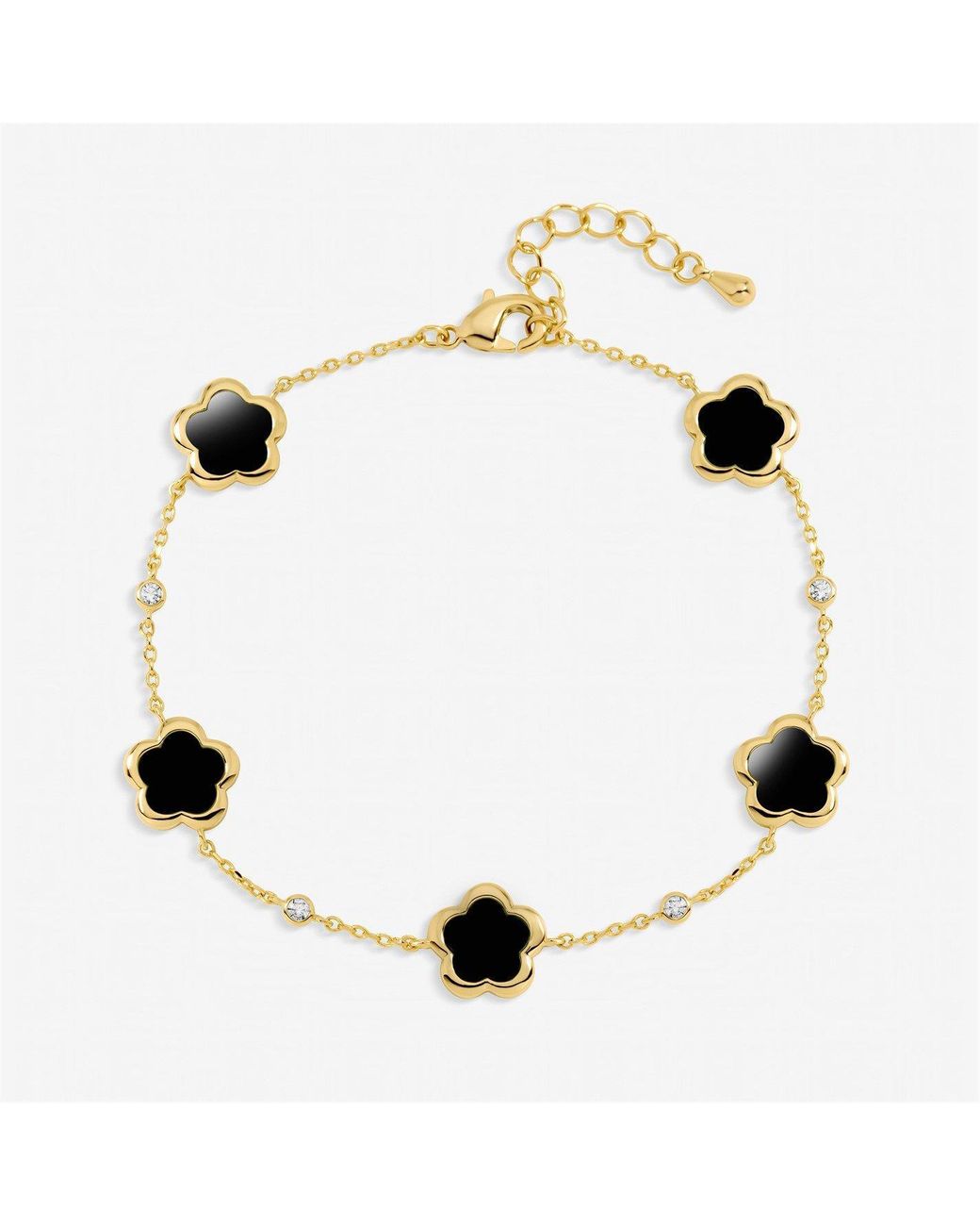 Inicio Metallic And Jet Flower Station Bracelet