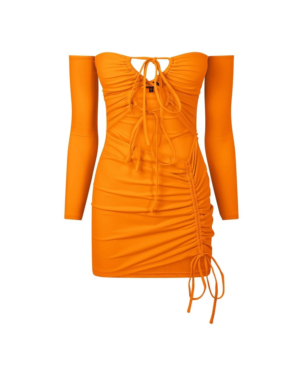 Mars the Label Orange Ruched Mini Dress