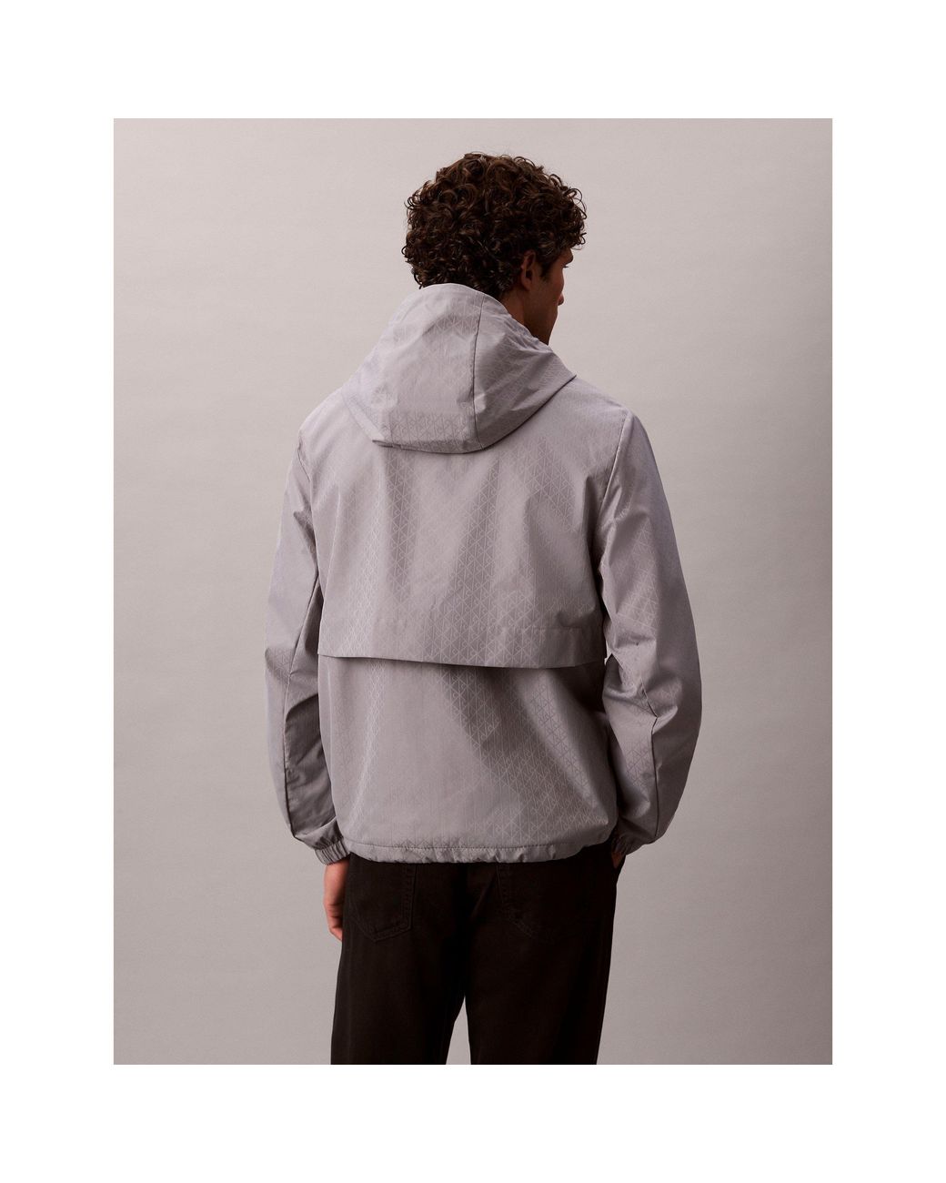 Calvin Klein Gray Ckj All Over Print Lightweight Windbreaker for men