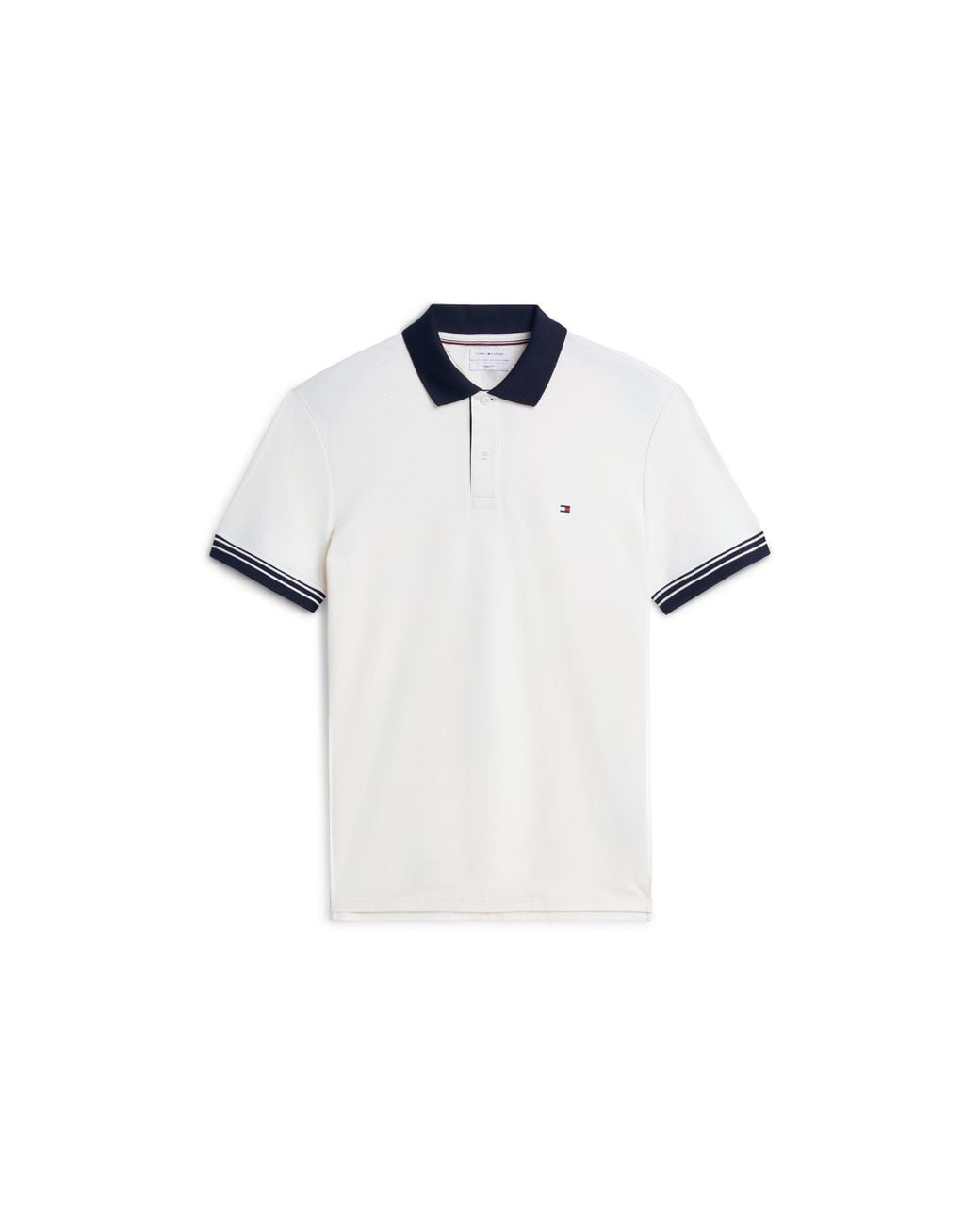 Tommy Hilfiger White Placket Cotton Short-Sleeve Polo for men
