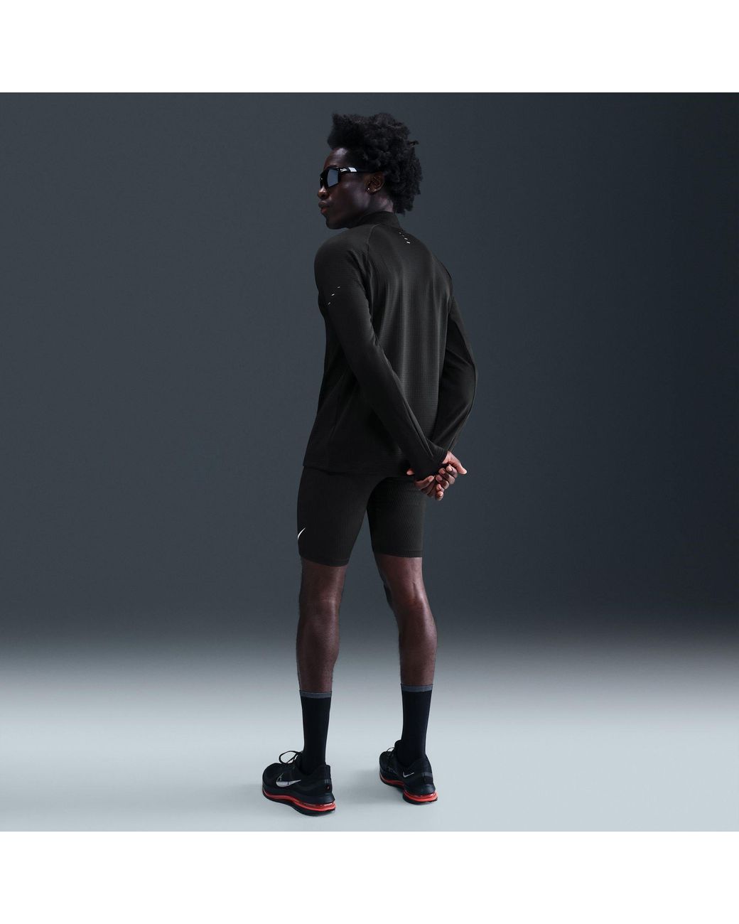 Nike Black Winter Run Half Zip Long Sleeve Running Top for men