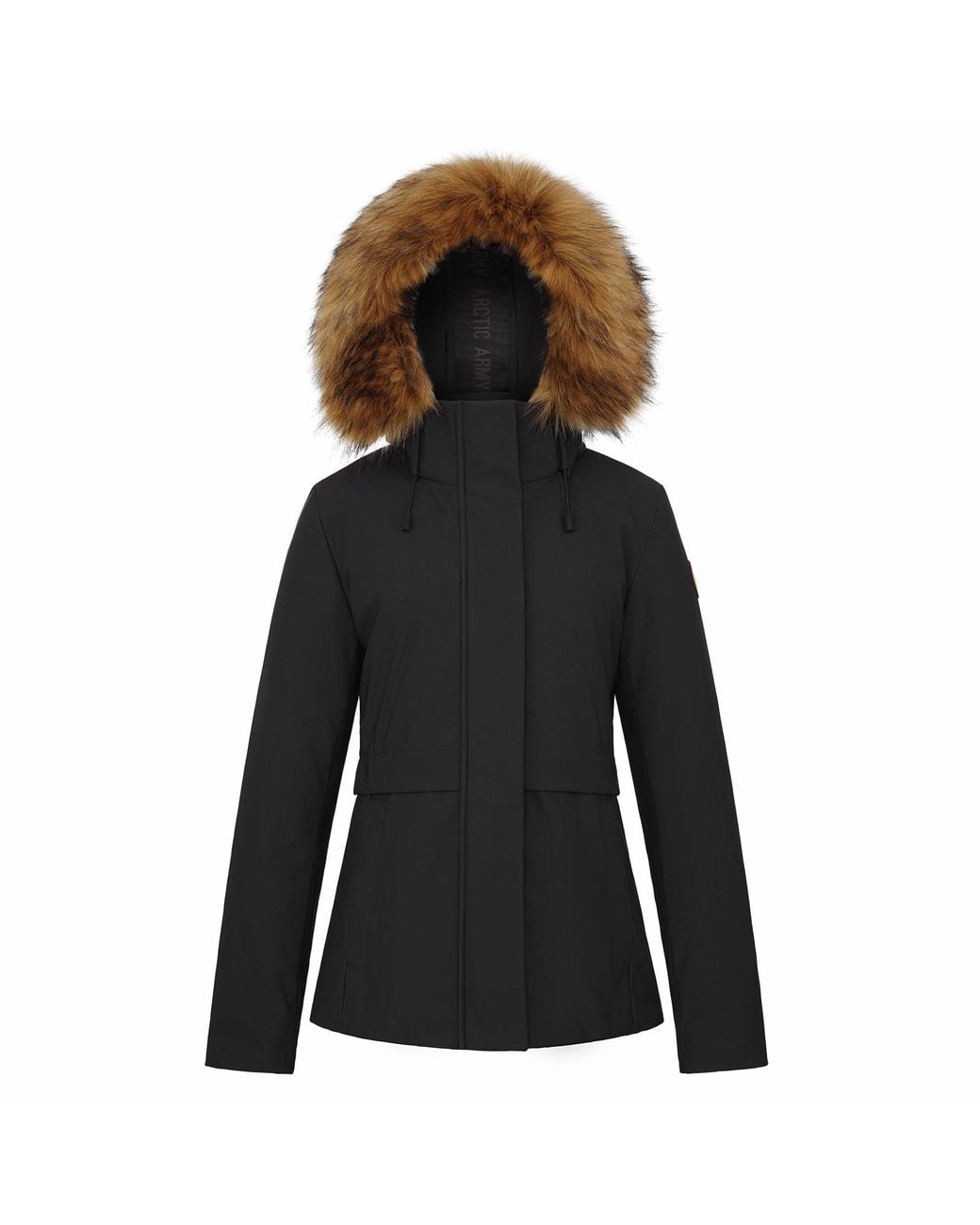 ARCTIC ARMY Black Hooded Long Sleeve Weather Resistant Parka