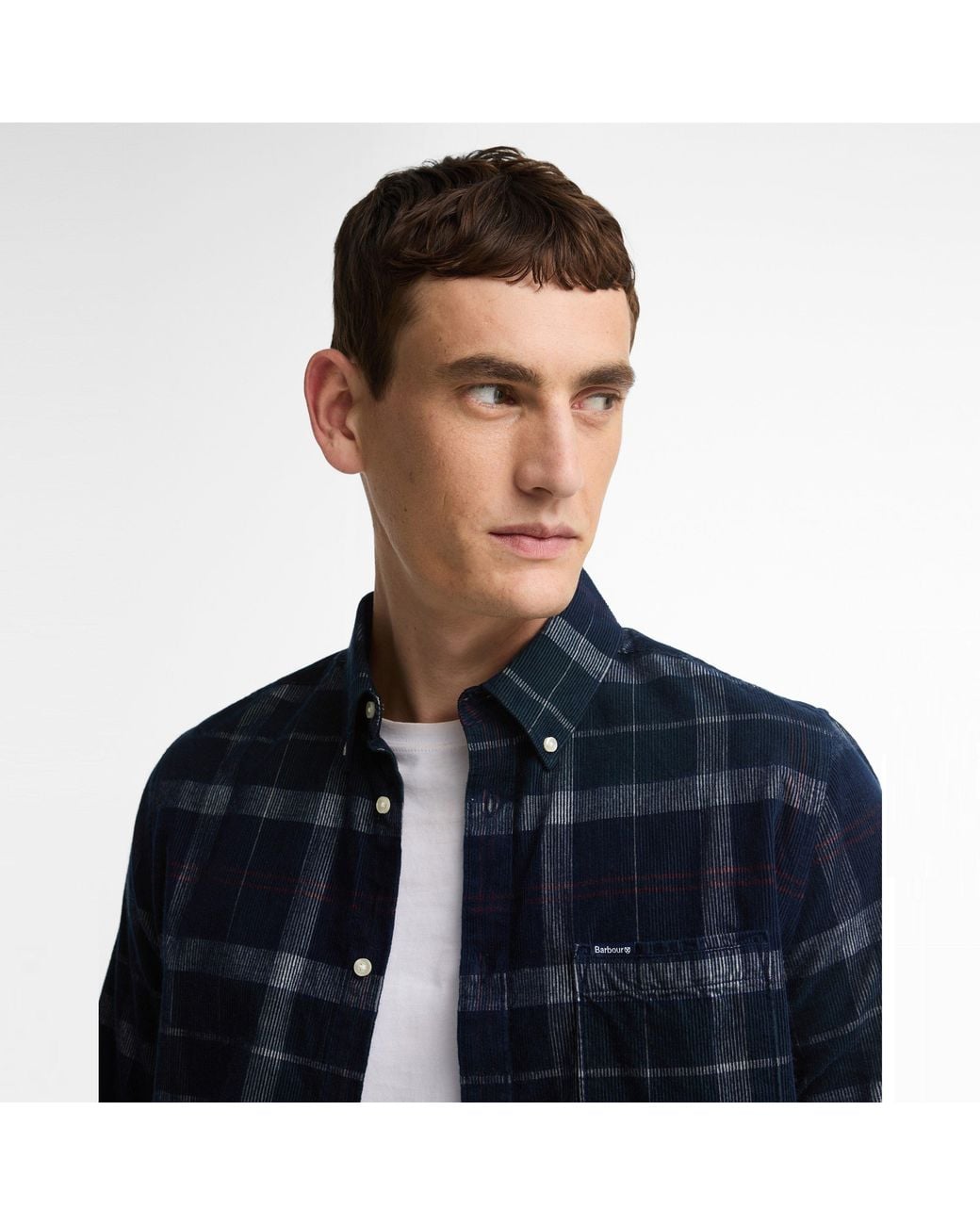 Barbour Blue Blair Tartan Cotton Long-Sleeve Tailored-Fit Corduroy Shirt for men