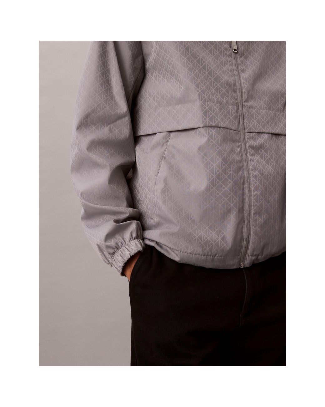 Calvin Klein Gray Ckj All Over Print Lightweight Windbreaker for men
