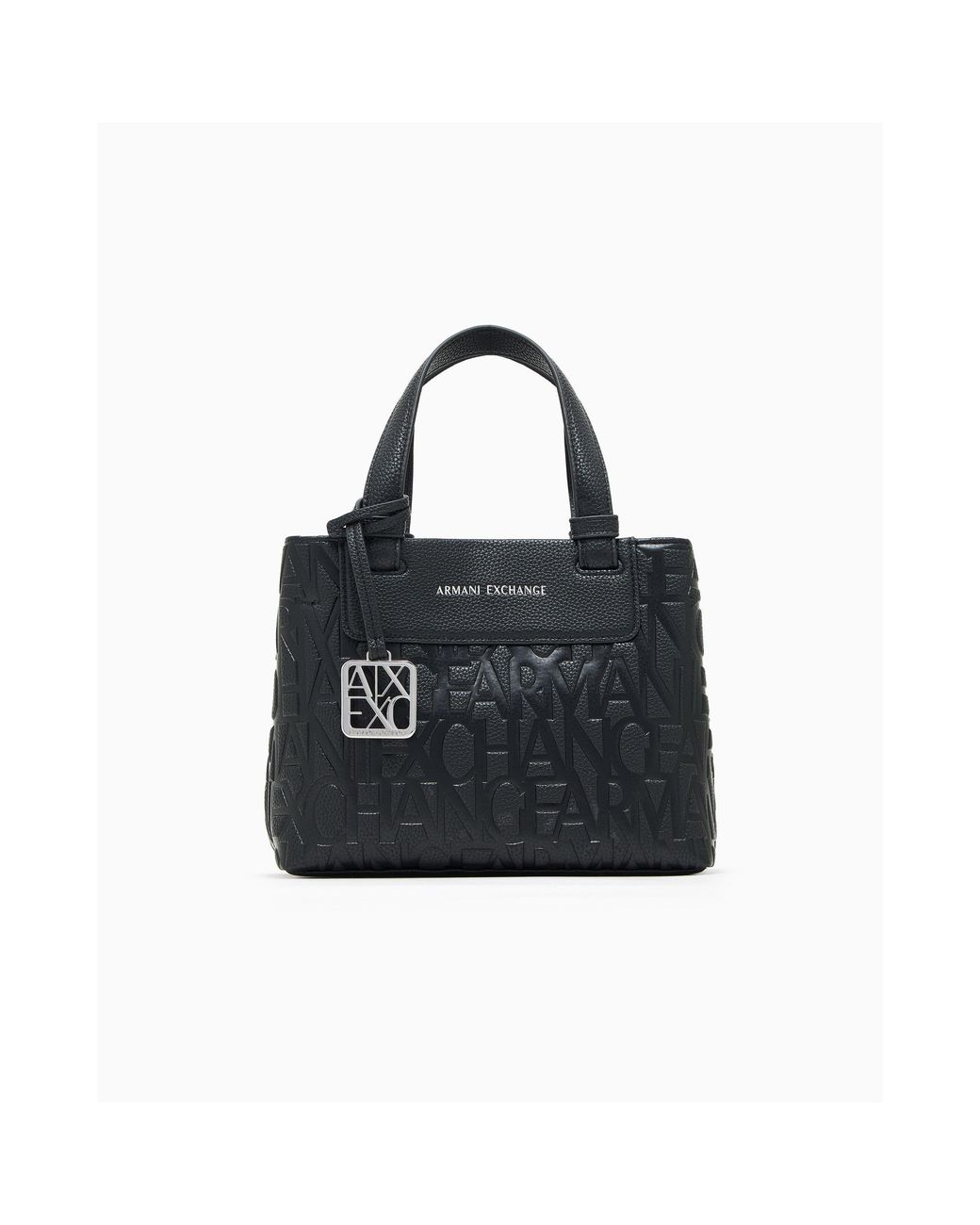 ARMANI EXCHANGE Black Liz Small Faux Leather Tote Bag