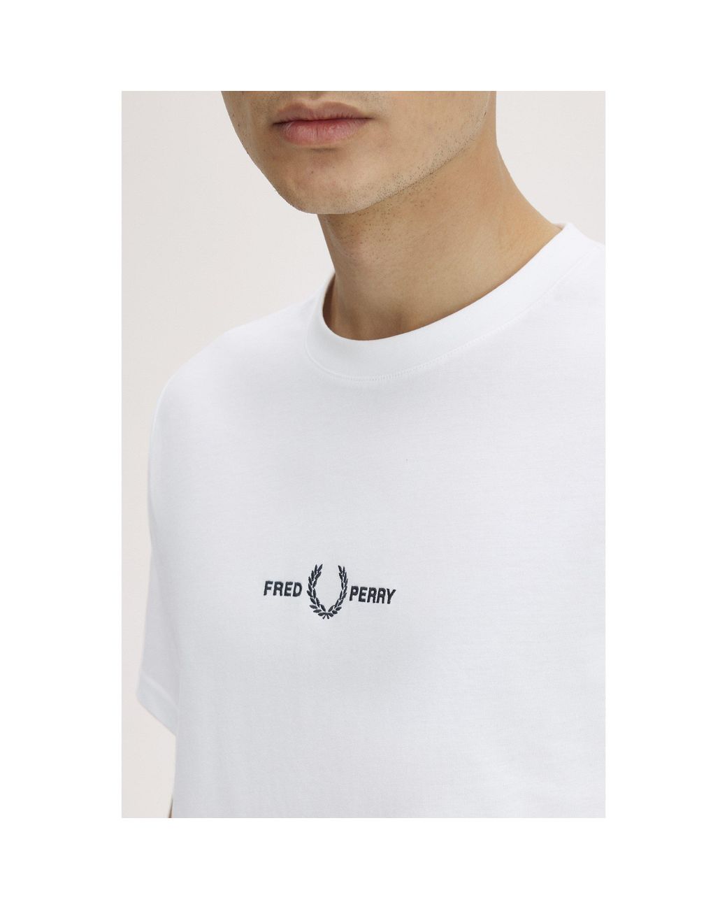 Fred Perry White Embroidered Logo T Shirt for men