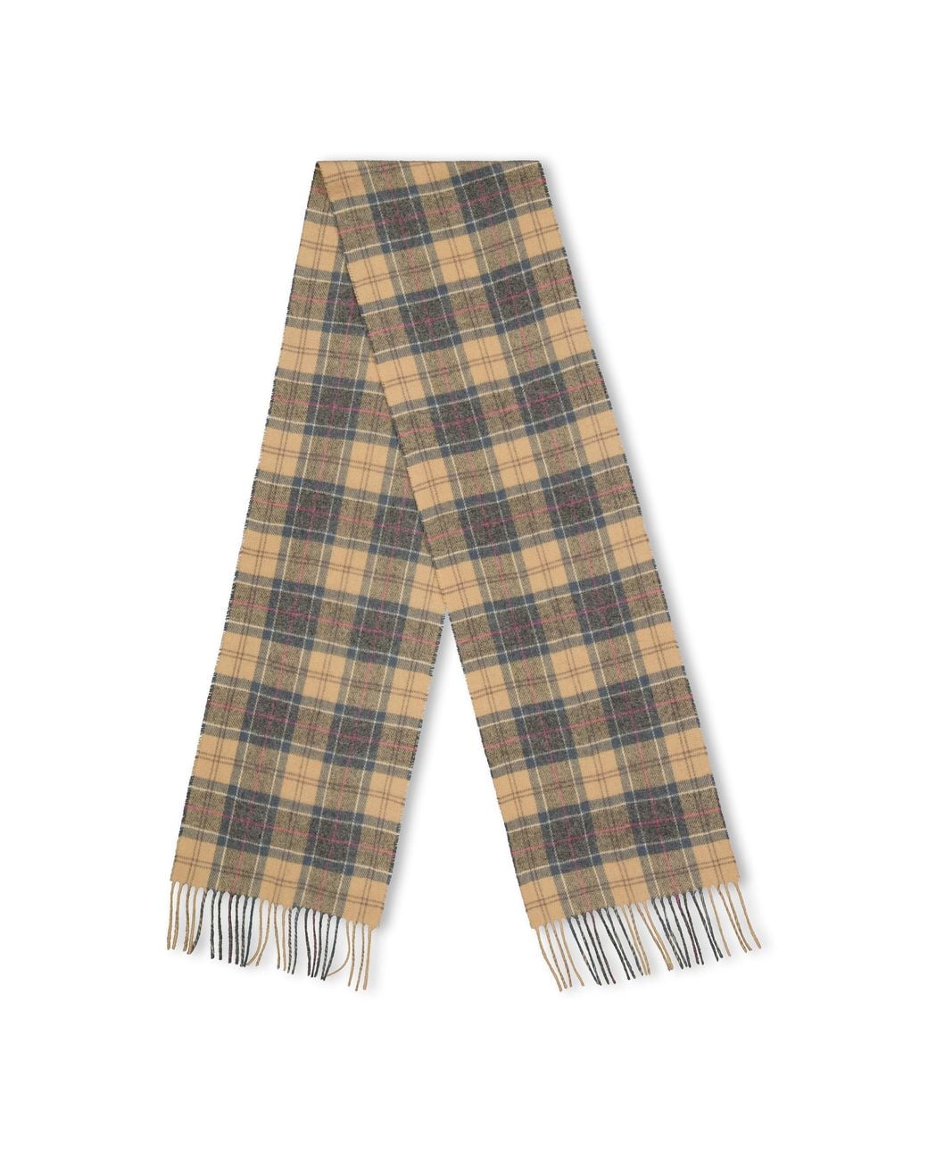Barbour Gray Tartan Lambswool Scarf