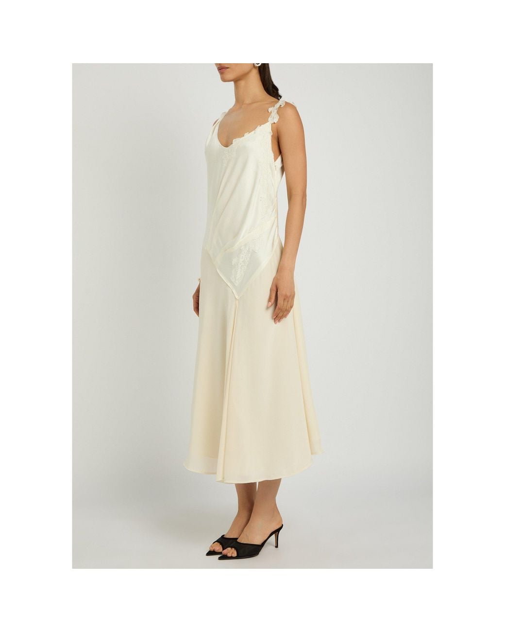 Victoria Beckham Natural Asymmetric Lace Detail Dress