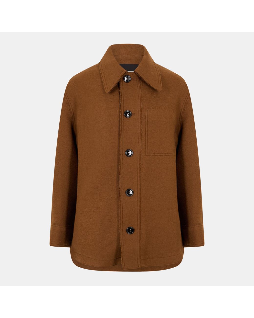 AMI Brown Wool Structured Overshirt for men