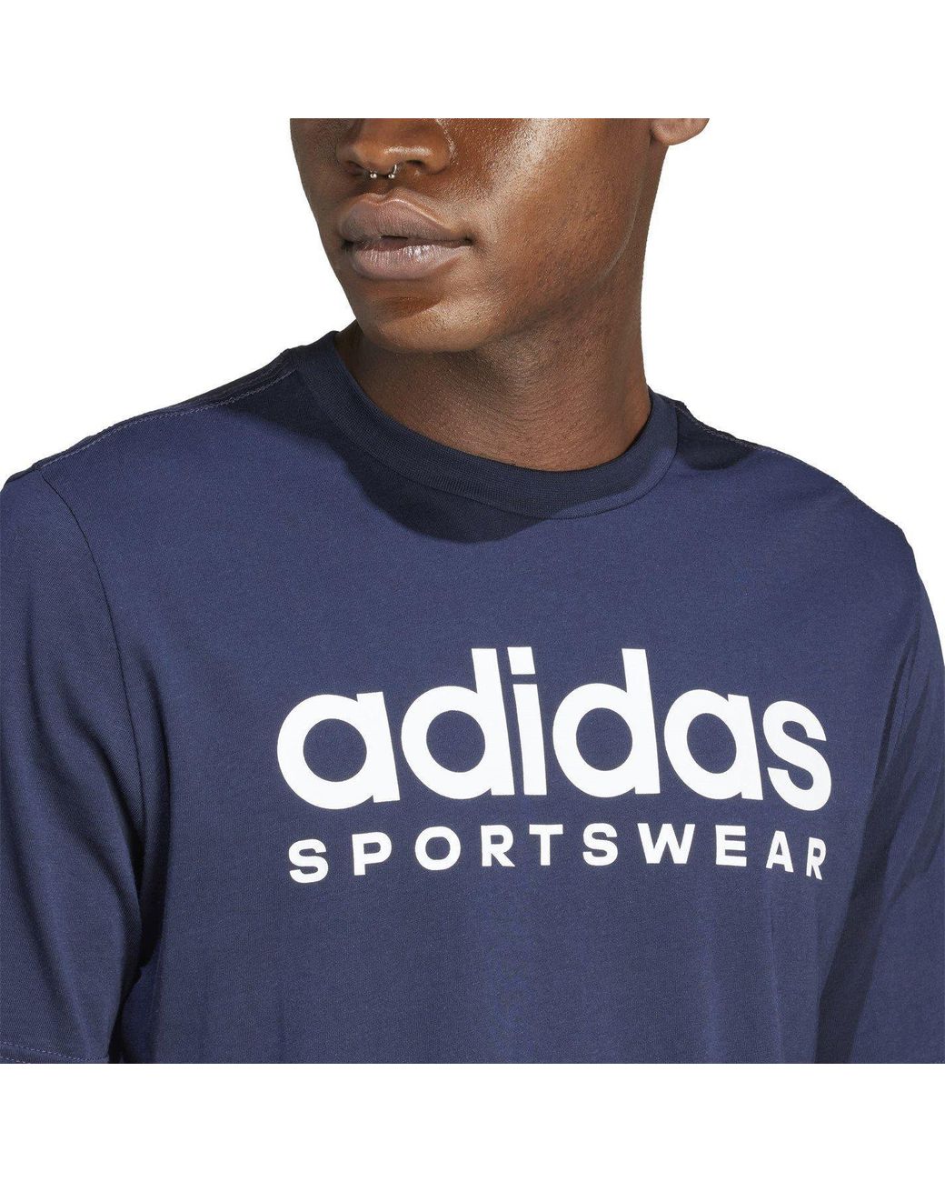 Adidas Blue Graphic Logo T-Shirt for men