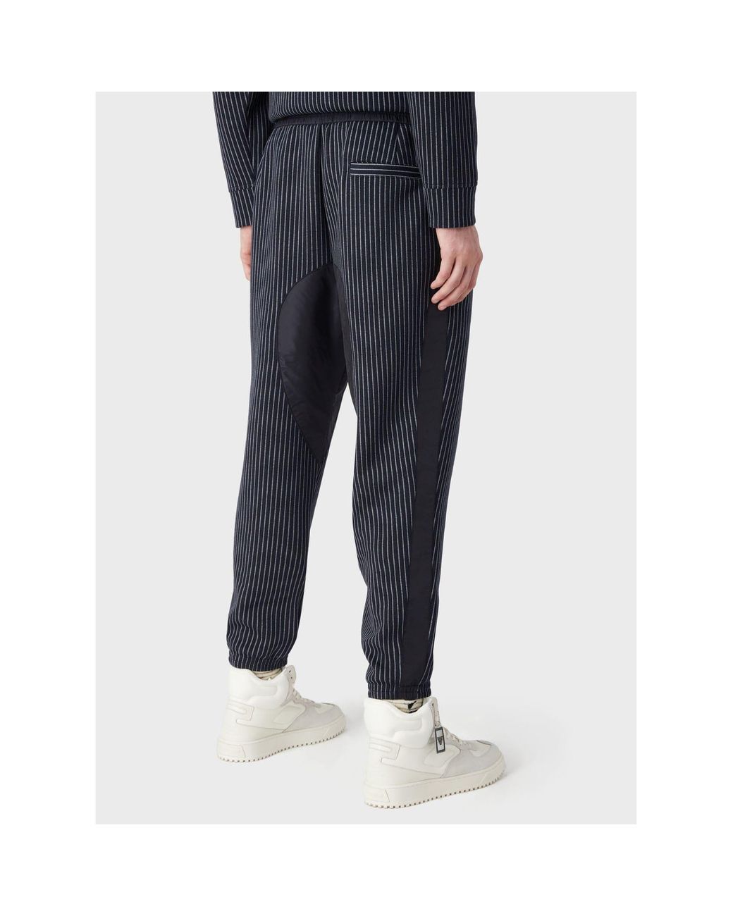Emporio Armani Blue Striped Straight Leg Trousers for men