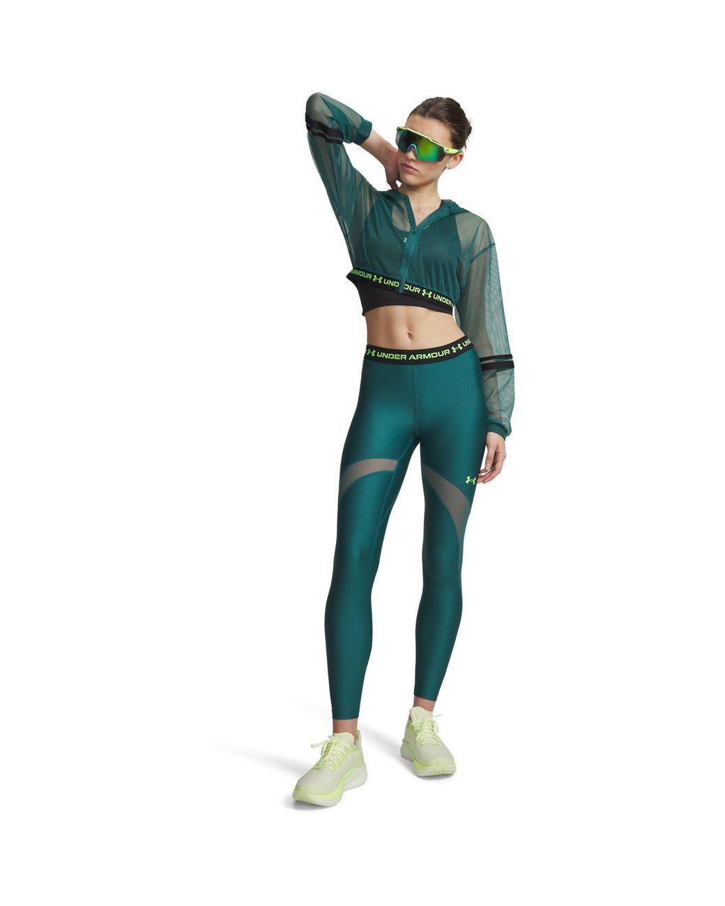 Under Armour Green Heatgear Mesh Performance Gym Legging