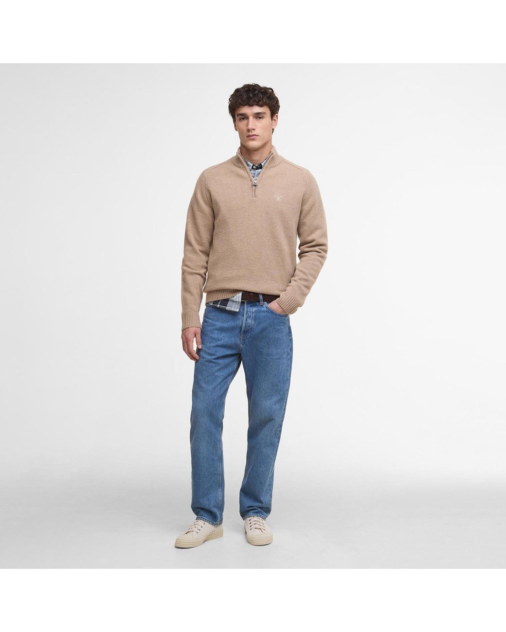 Barbour Natural Grangetown Half Zip Jumper for men