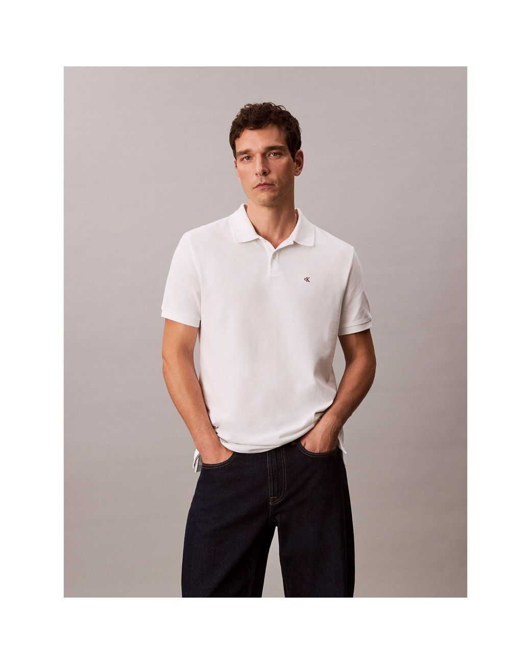 Calvin Klein White Ckj Pique Short-Sleeve Polo Shirt for men