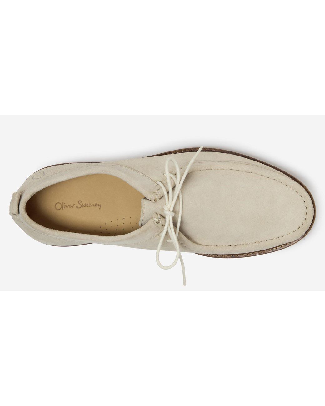Oliver Sweeney White Mirana Suede Moc Toe Formal Shoes for men