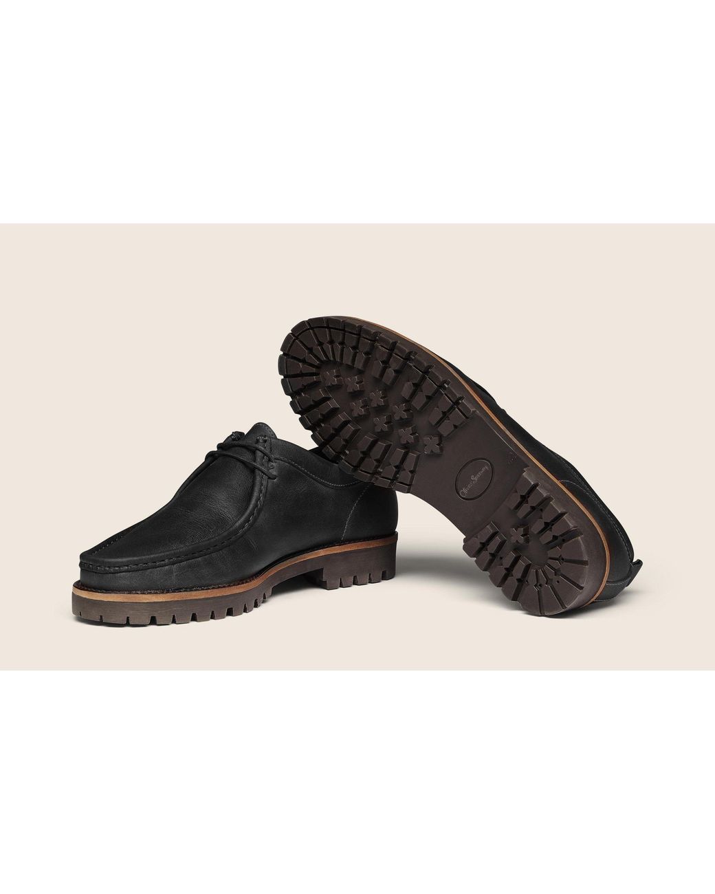 Oliver Sweeney Black Lastres Leather Moc-Toe Shoes for men