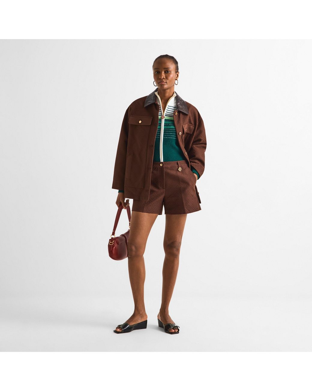 Casablanca Brown Mono Cotton Slim-Fit Woven Shorts